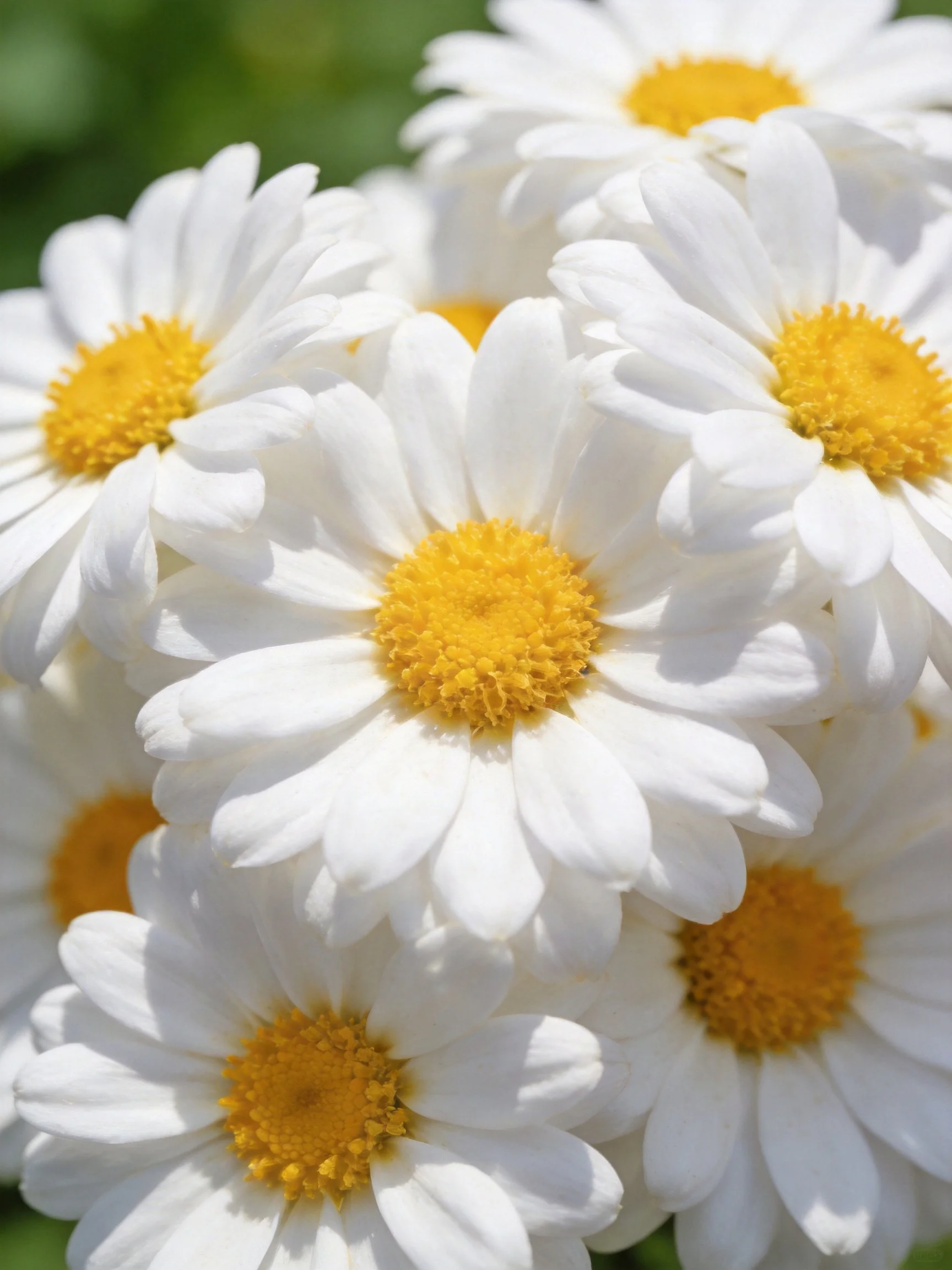 Cluster of white daisies with bright yellow centers