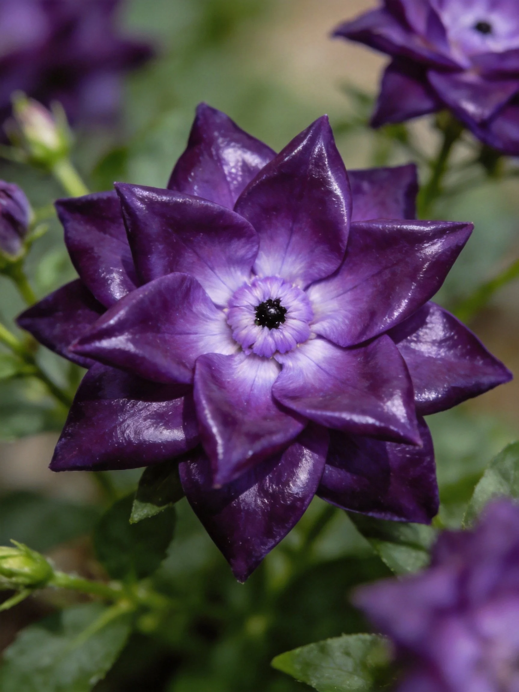 Dark purple star - shaped flower with layered petals