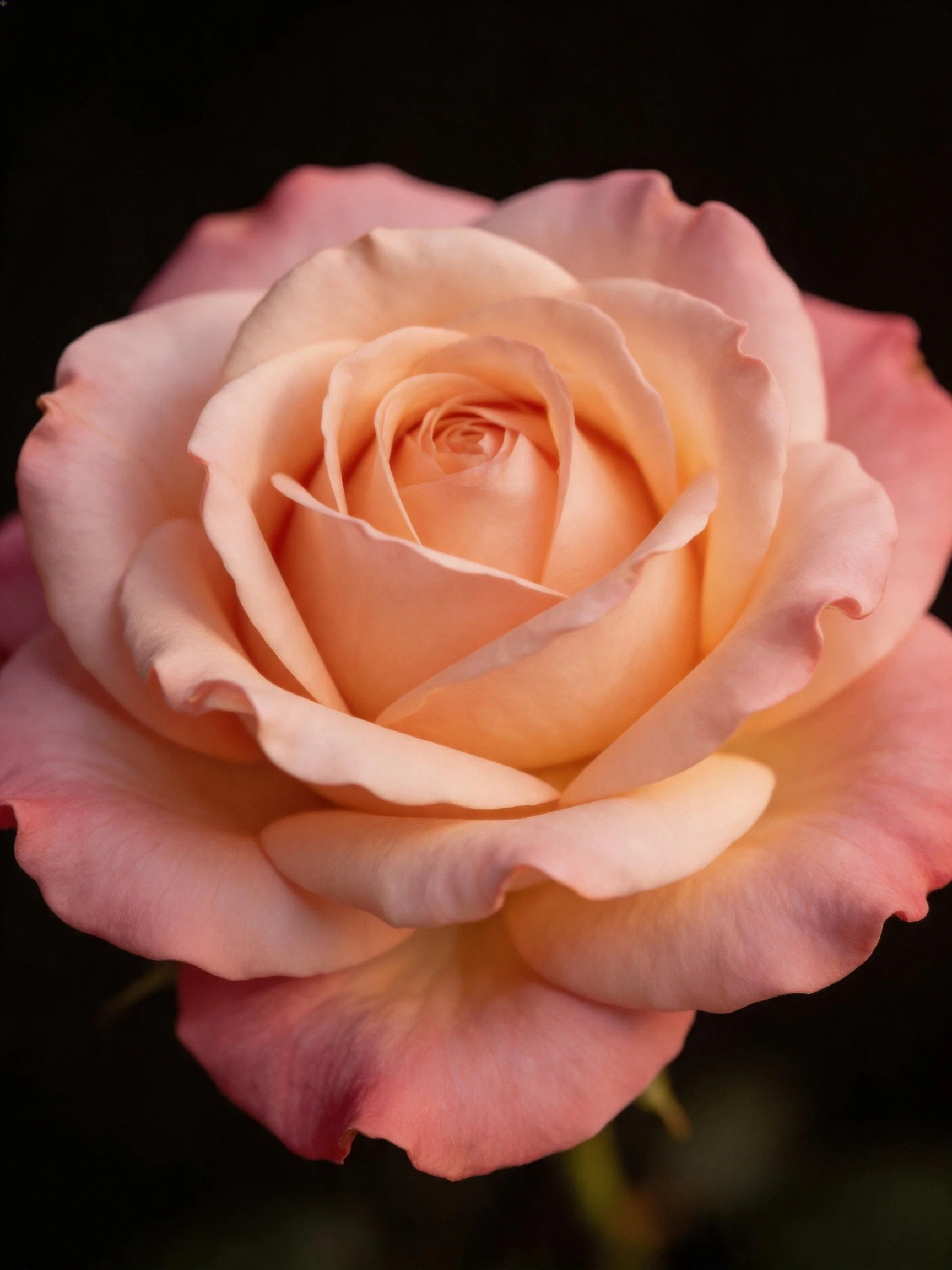 Delicate Pink and Peach Rose Close-Up