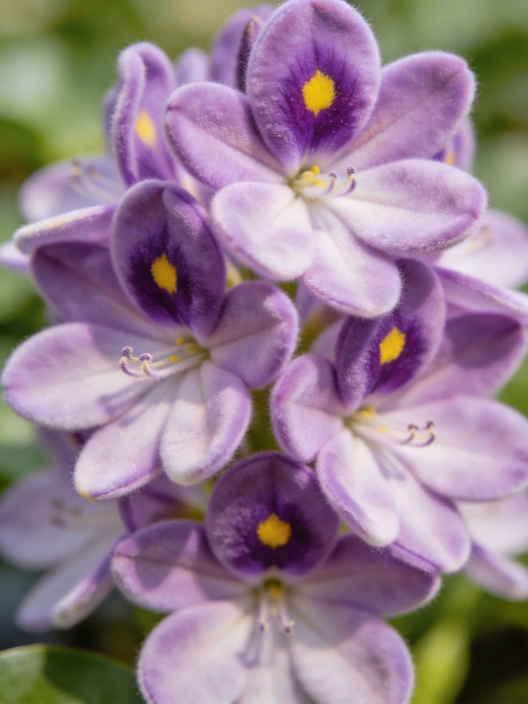 Dense Cluster of Purple Flowers with Yellow Centers