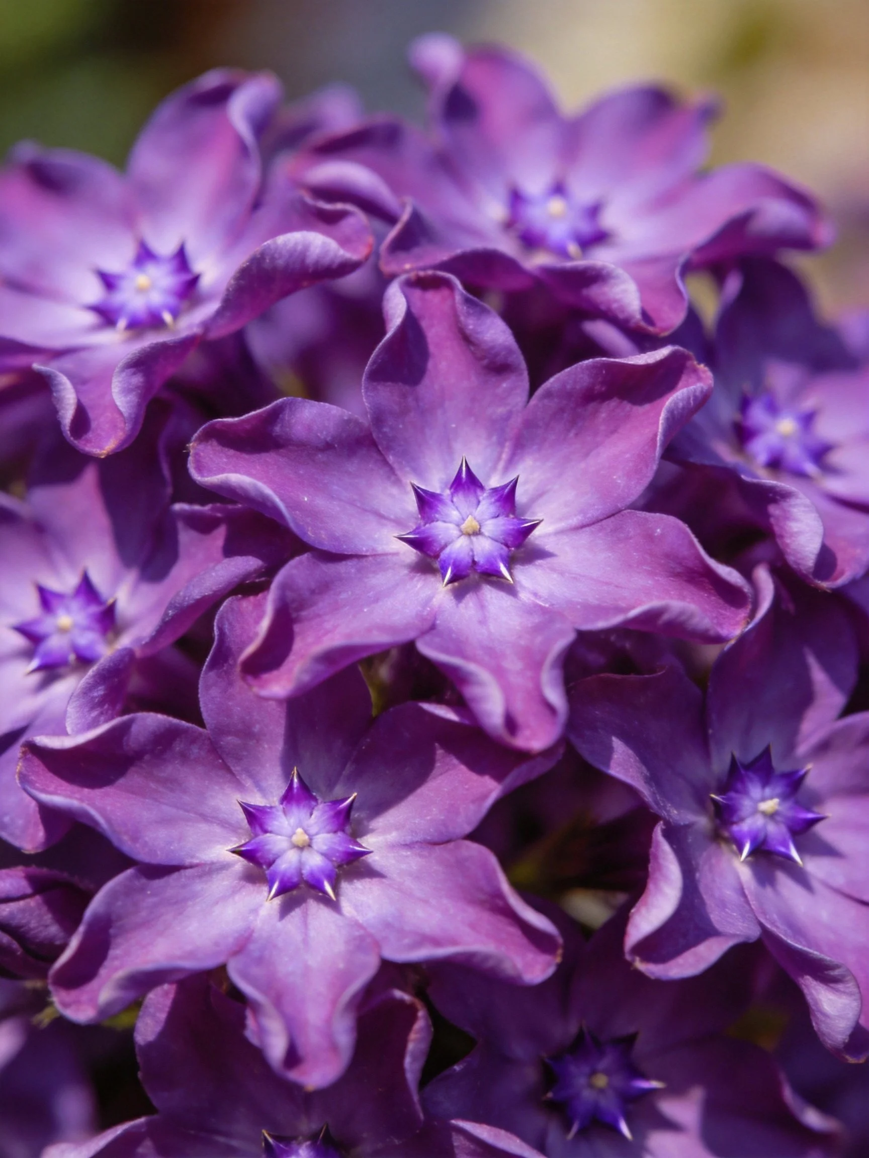 Dense cluster of vibrant purple star-shaped flowers