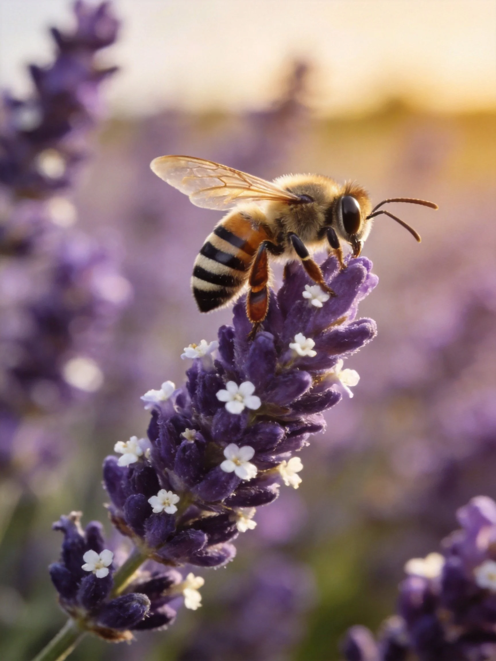 Honeybee on a purple lavender bloom