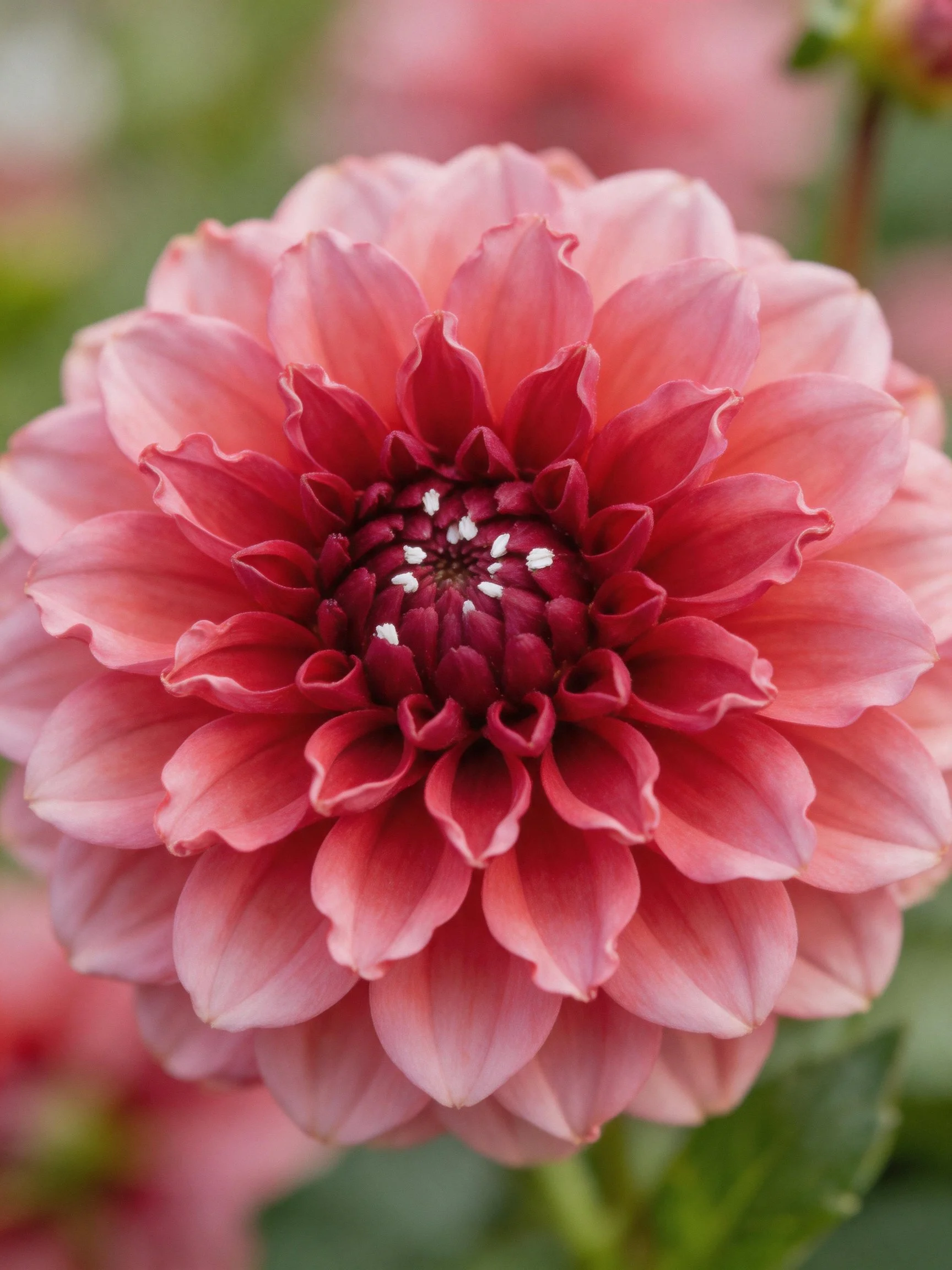 Multi - layered pink dahlia with gradient petals