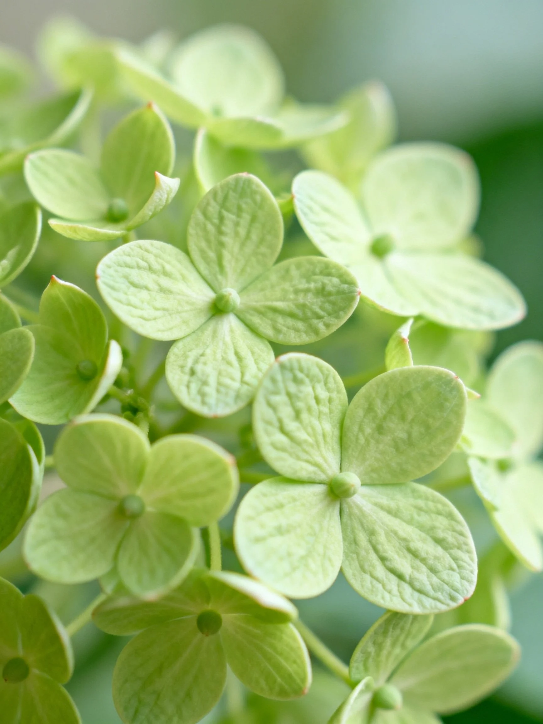 Pale Green Hydrangea Flowers with Textured Petals