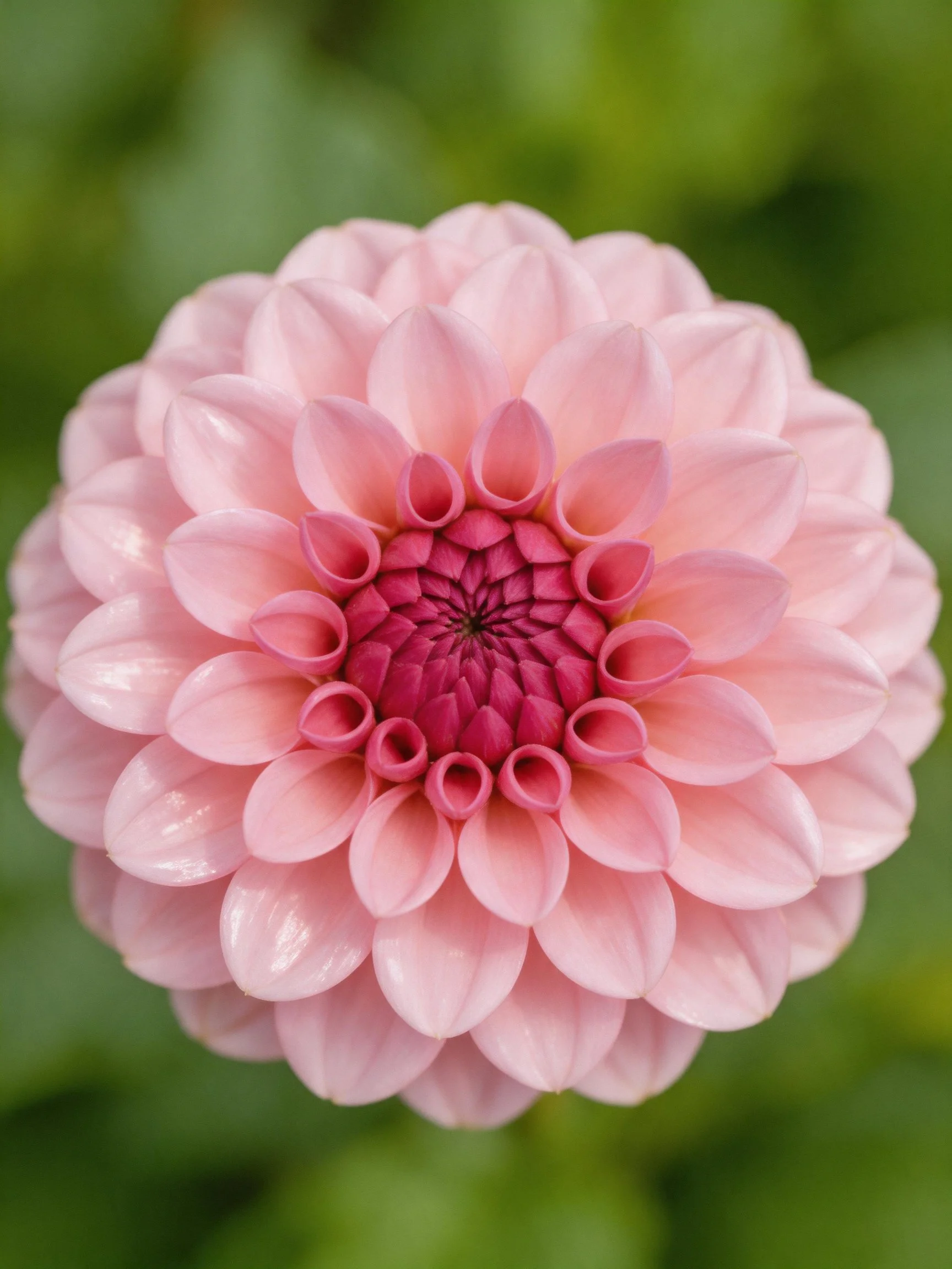 Pink Dahlia with Layered Petals and Dark Central Core