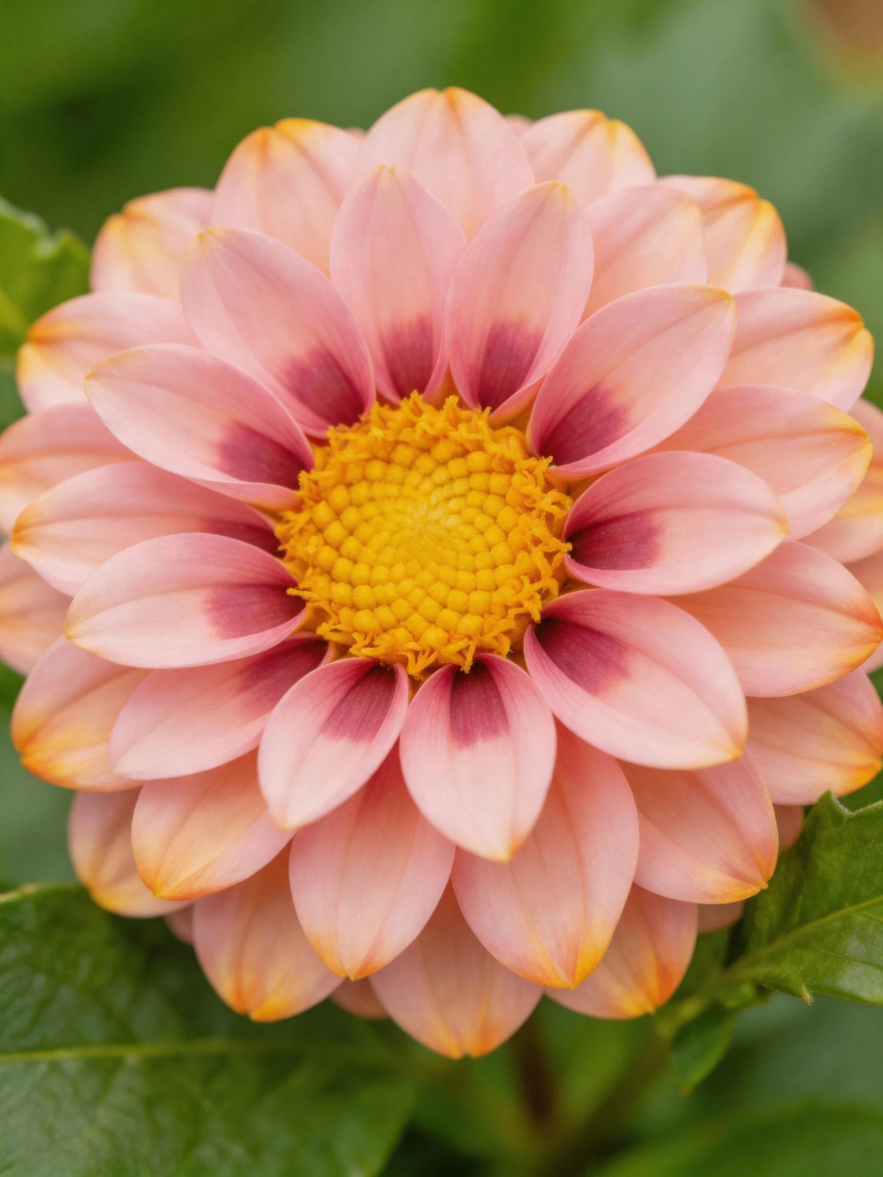 Pink Dahlia with Purple Petal Accents and Golden Center