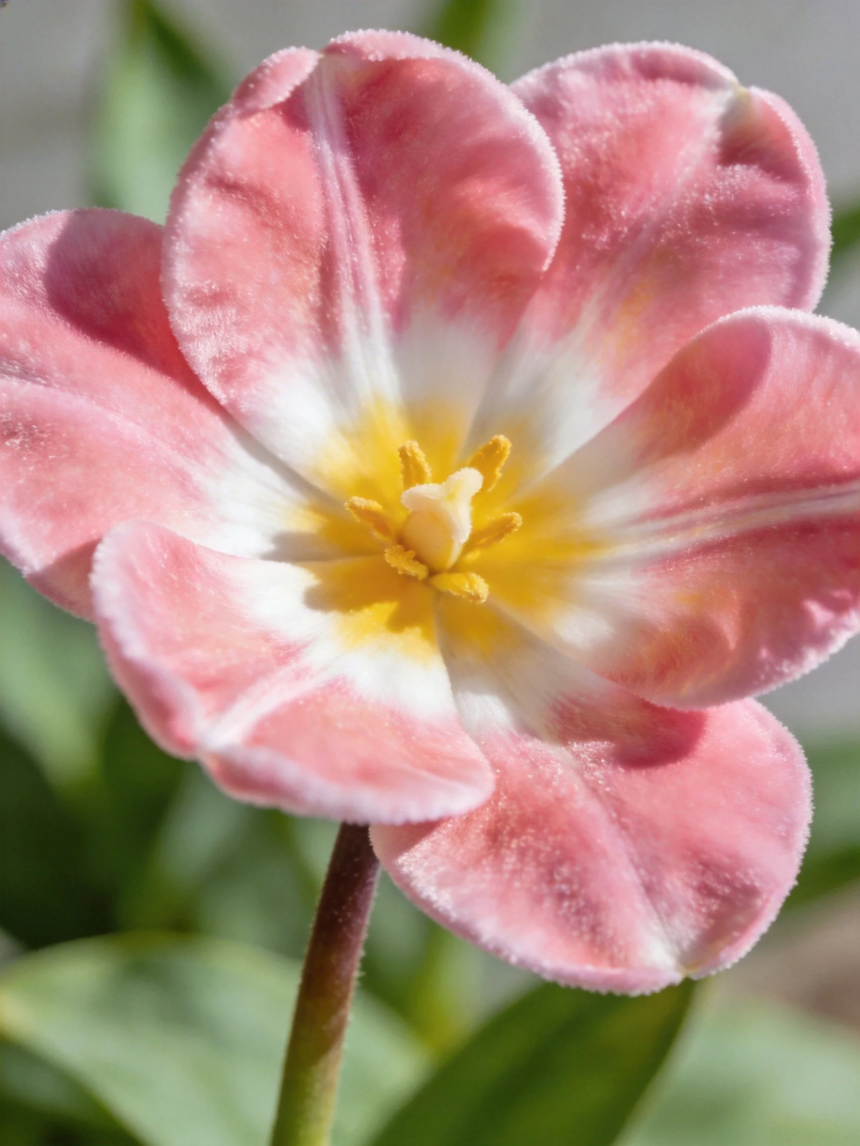 Pink Tulip with Gradient Petals and Yellow Center