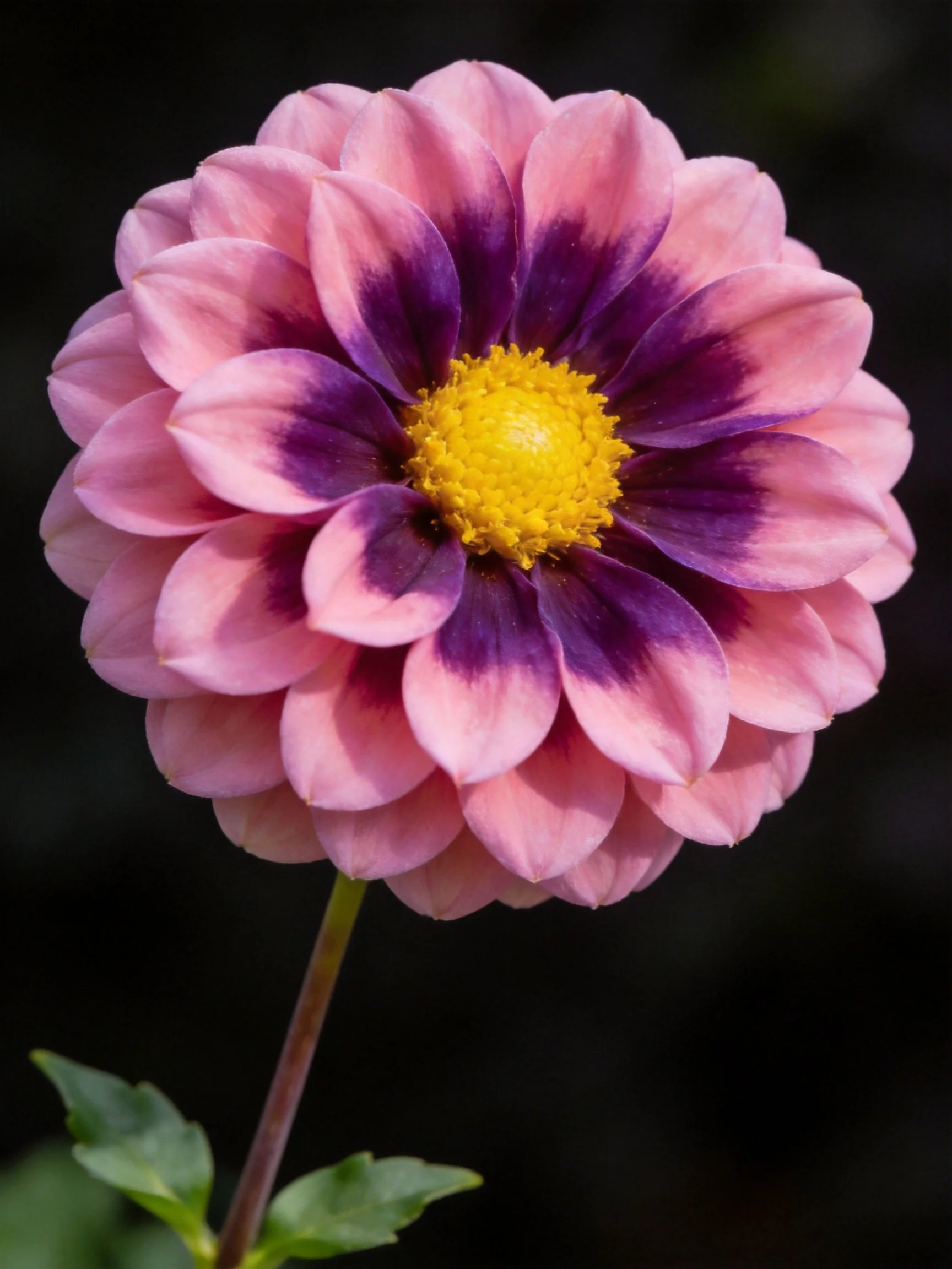Pink and Purple Dahlia with Yellow Center