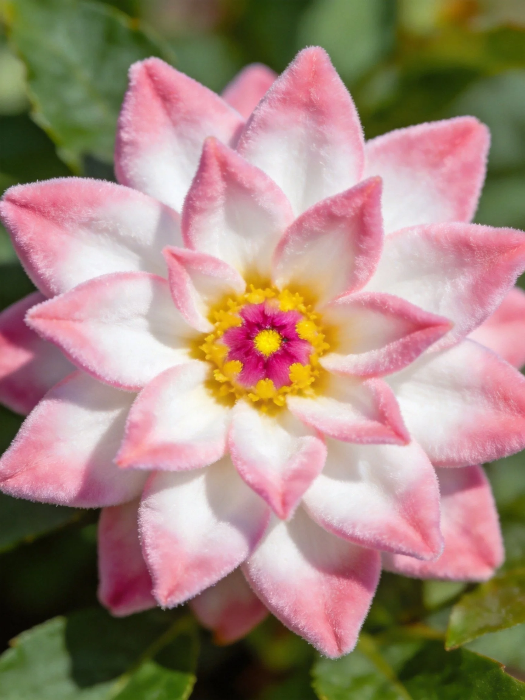 Pink and White Layered Petals with Yellow Center