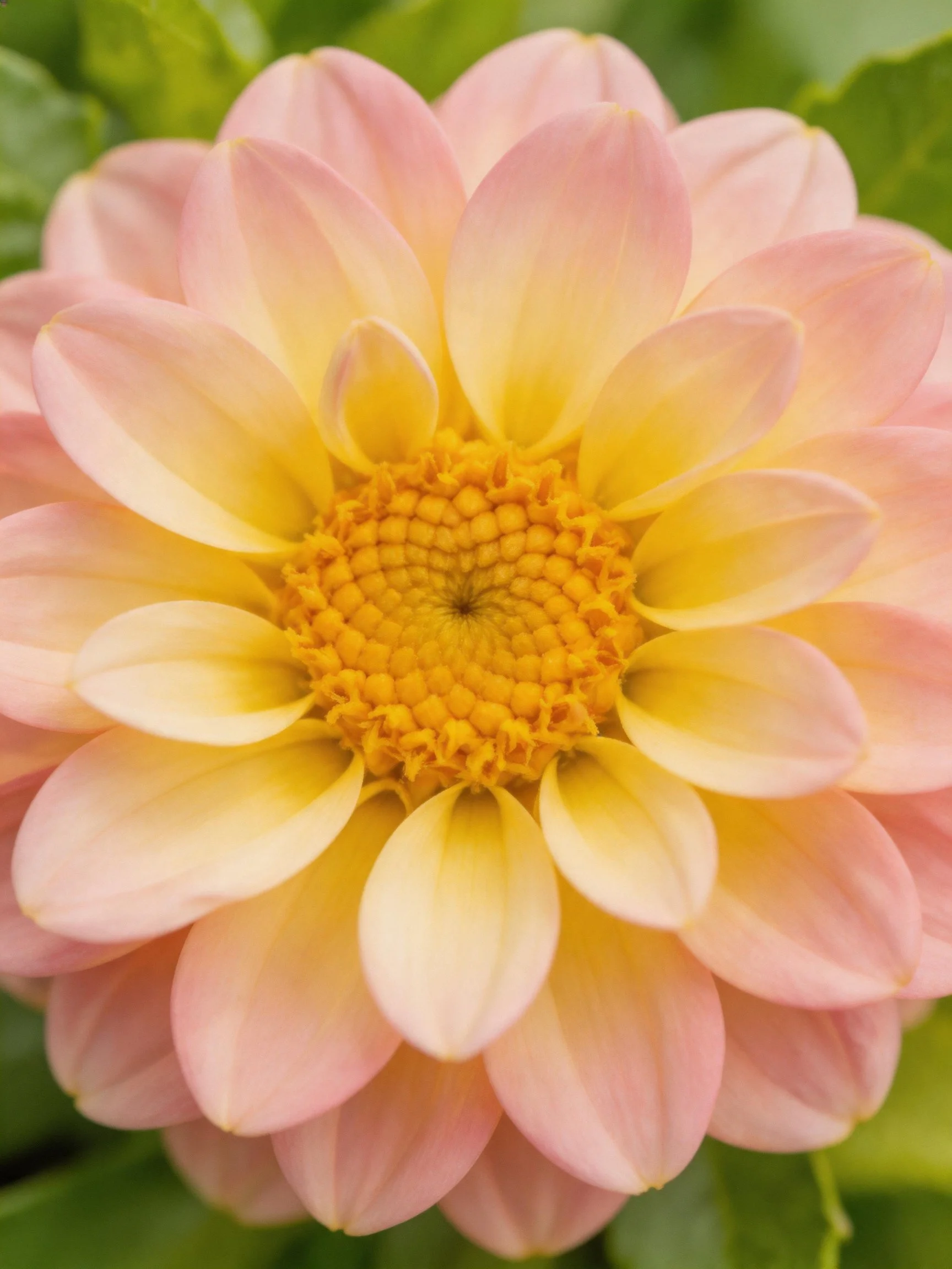 Pink and Yellow Dahlia Flower Close-Up
