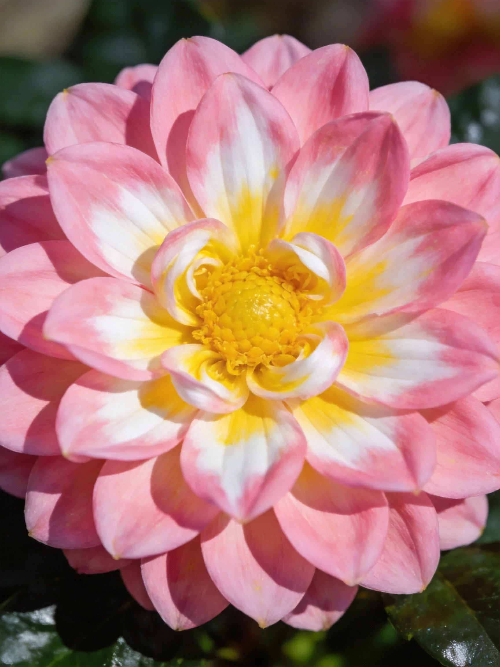 Pink and Yellow Dahlia with White Accents