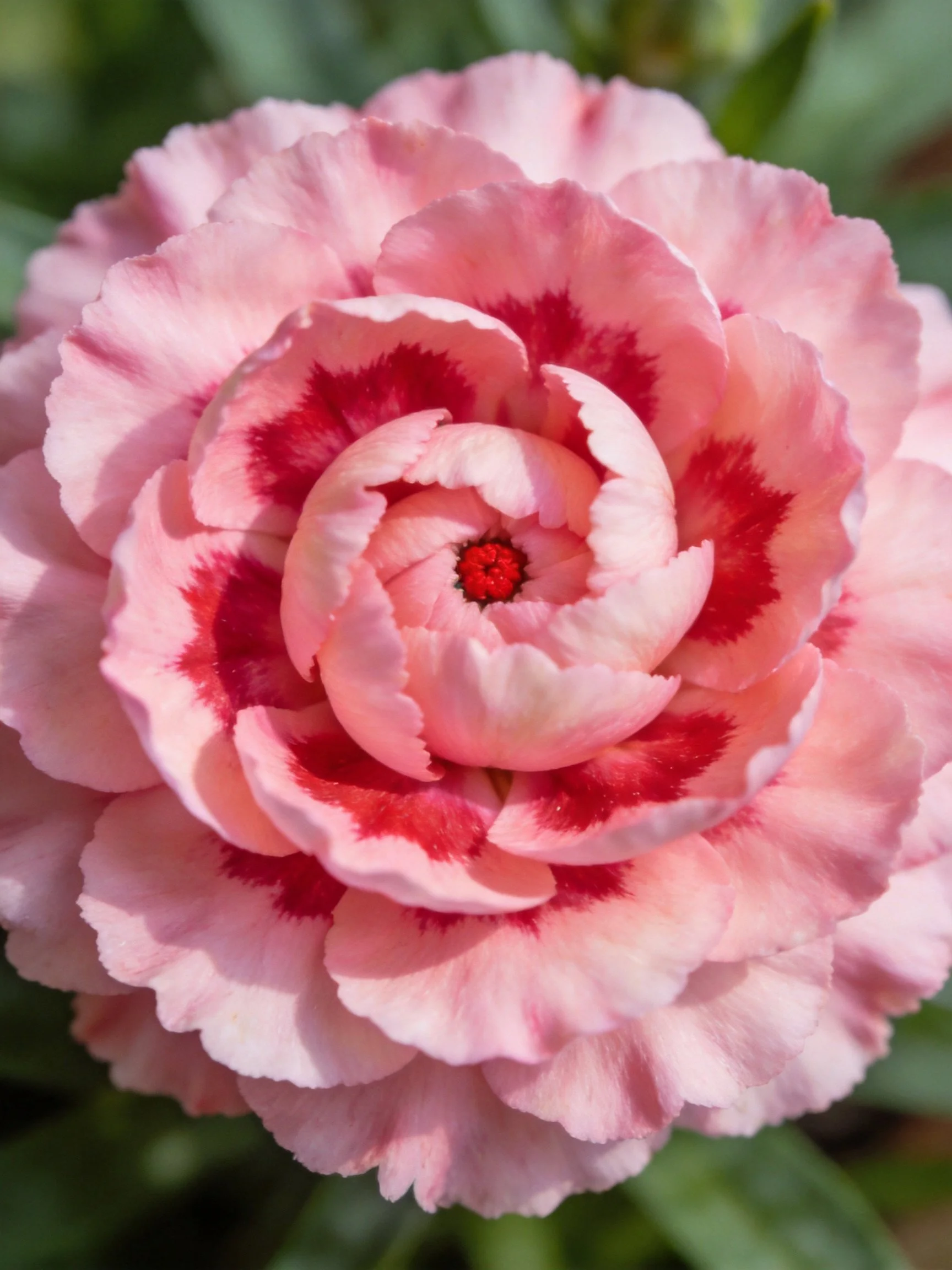 Pink and crimson carnation with layered petals