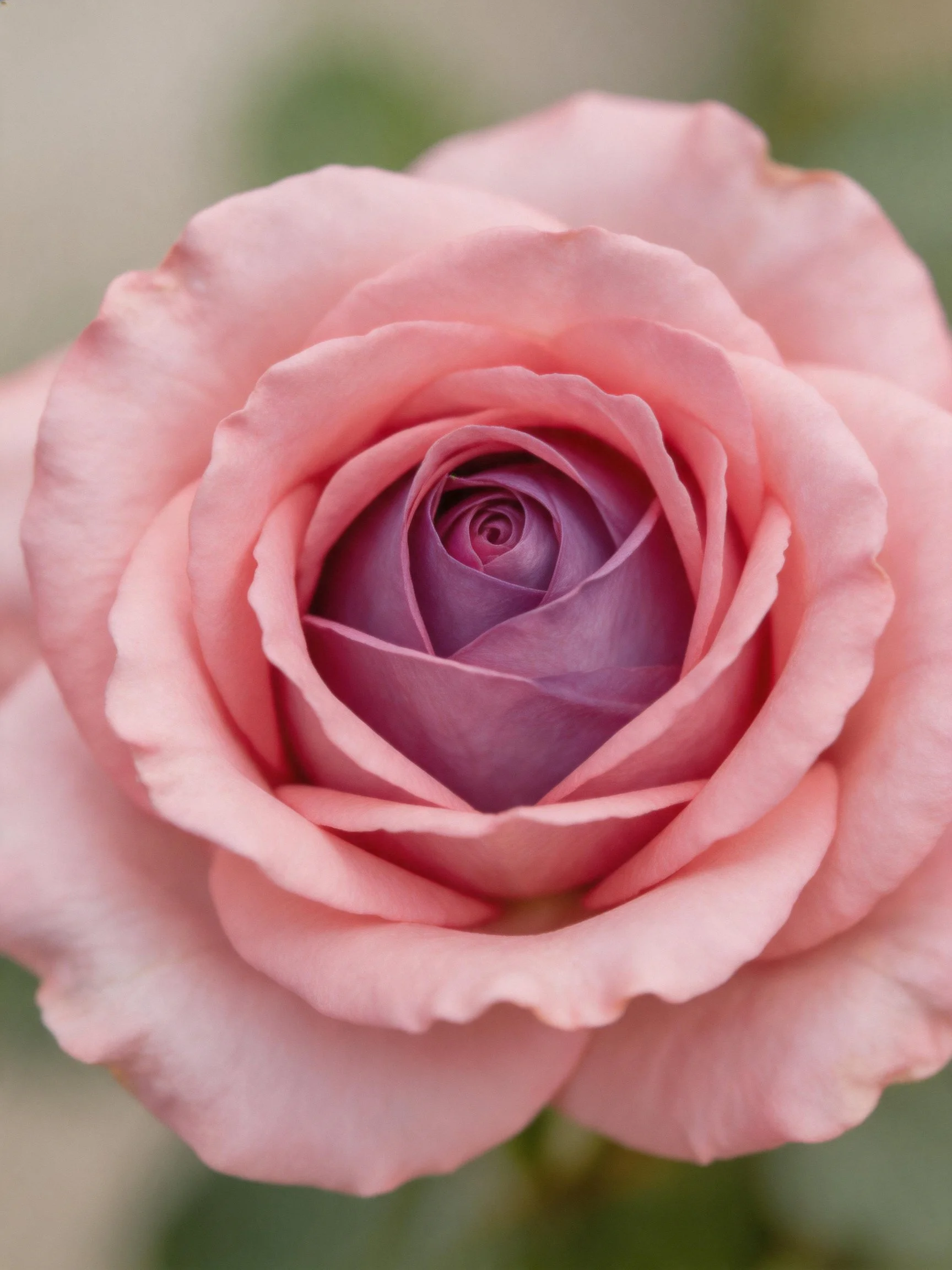 Pink and purple rose with layered petals in close-up