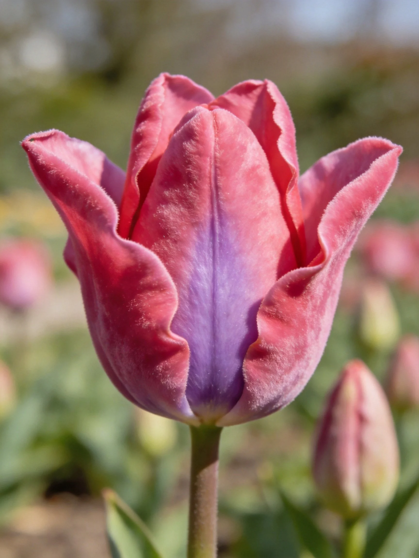 Pink and purple tulip with soft, ruffled petals