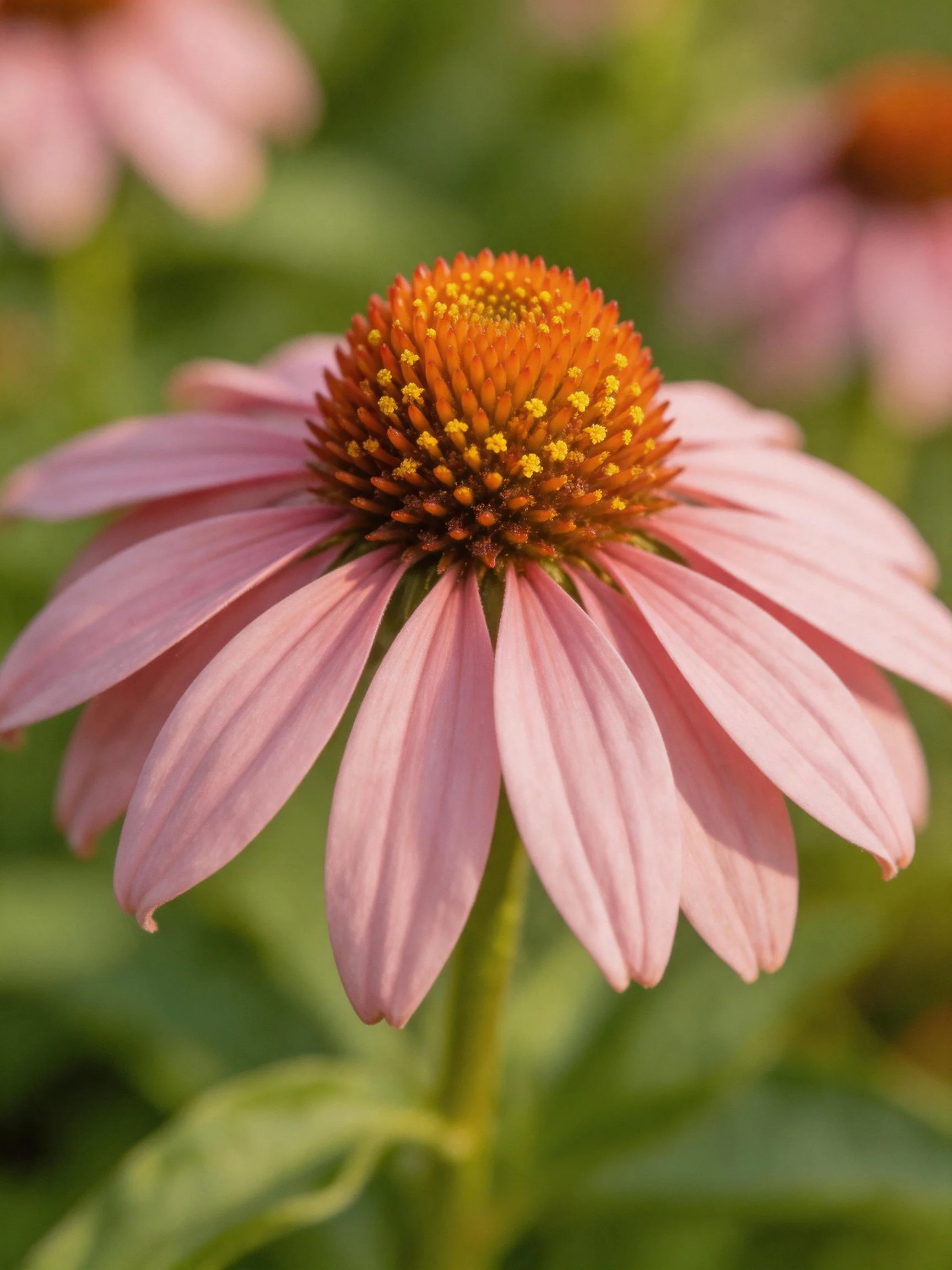 Pink coneflower with an orange-brown central cone
