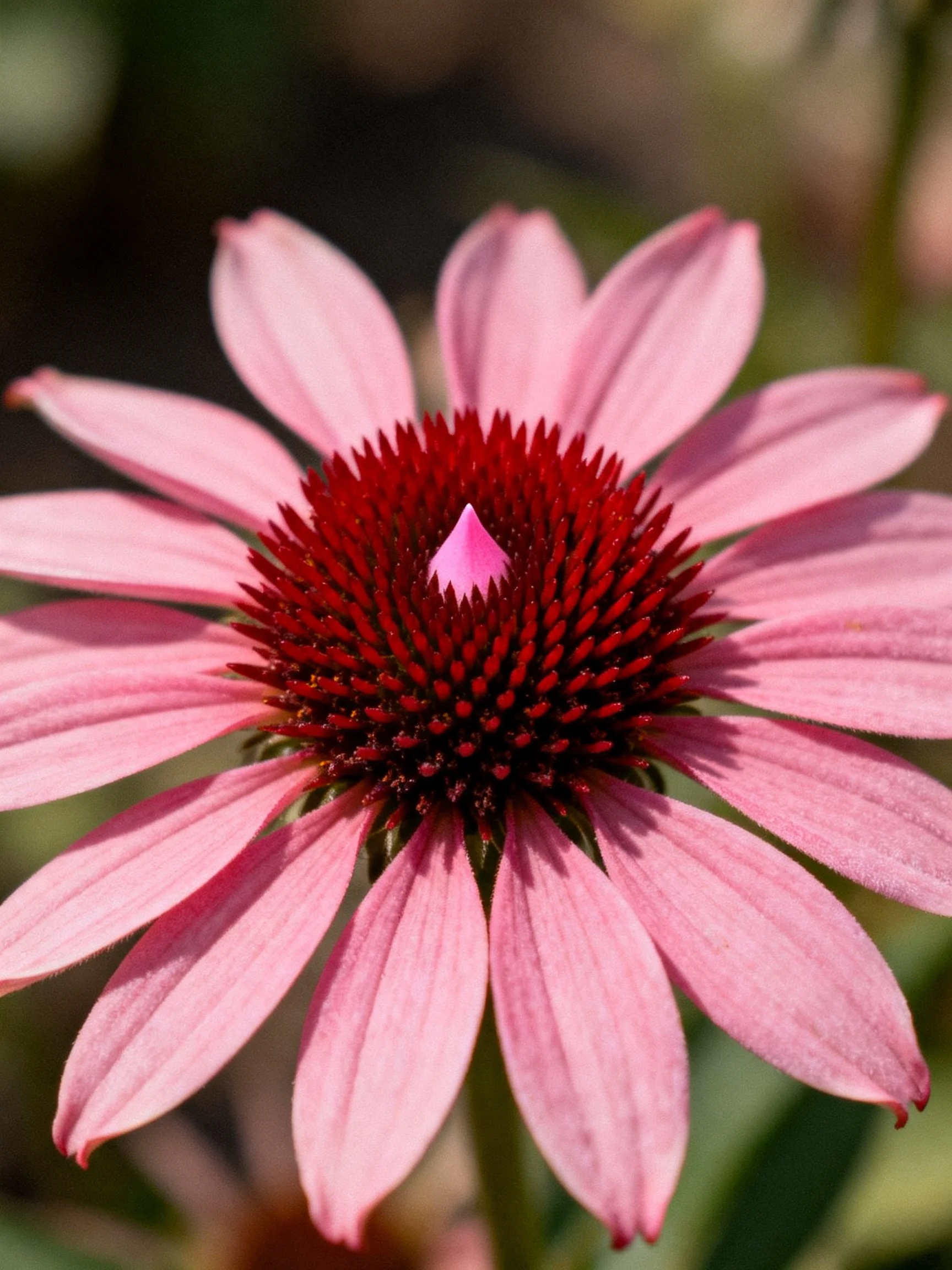 Pink coneflower with deep red central disk