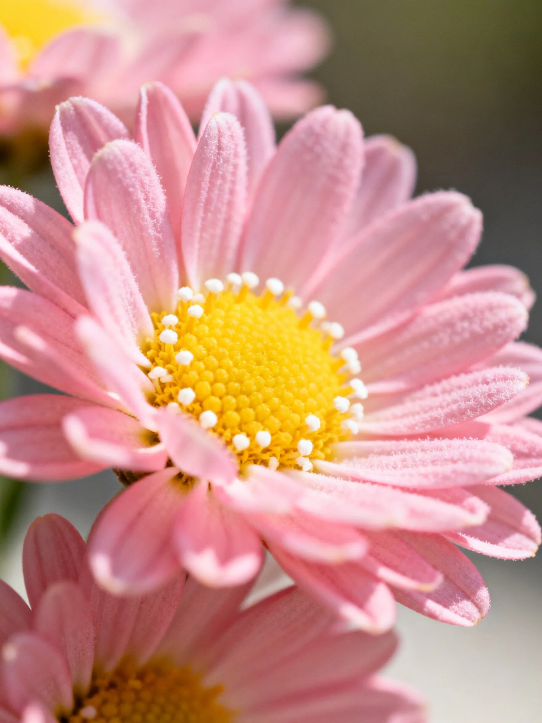 Pink daisies with soft pink petals and yellow centers