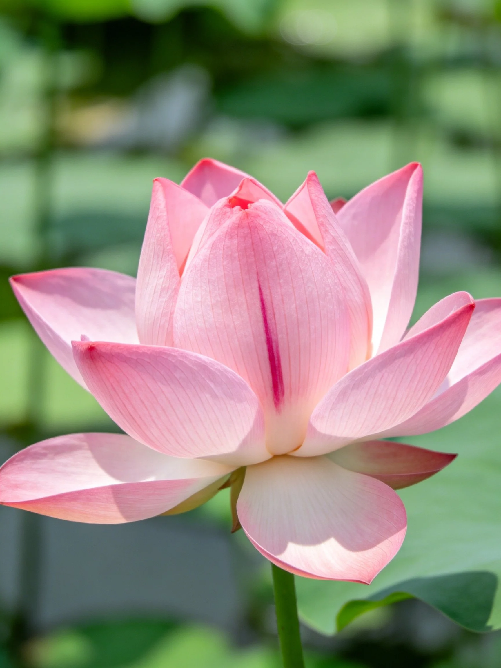 Pink lotus flower blooming with soft petals