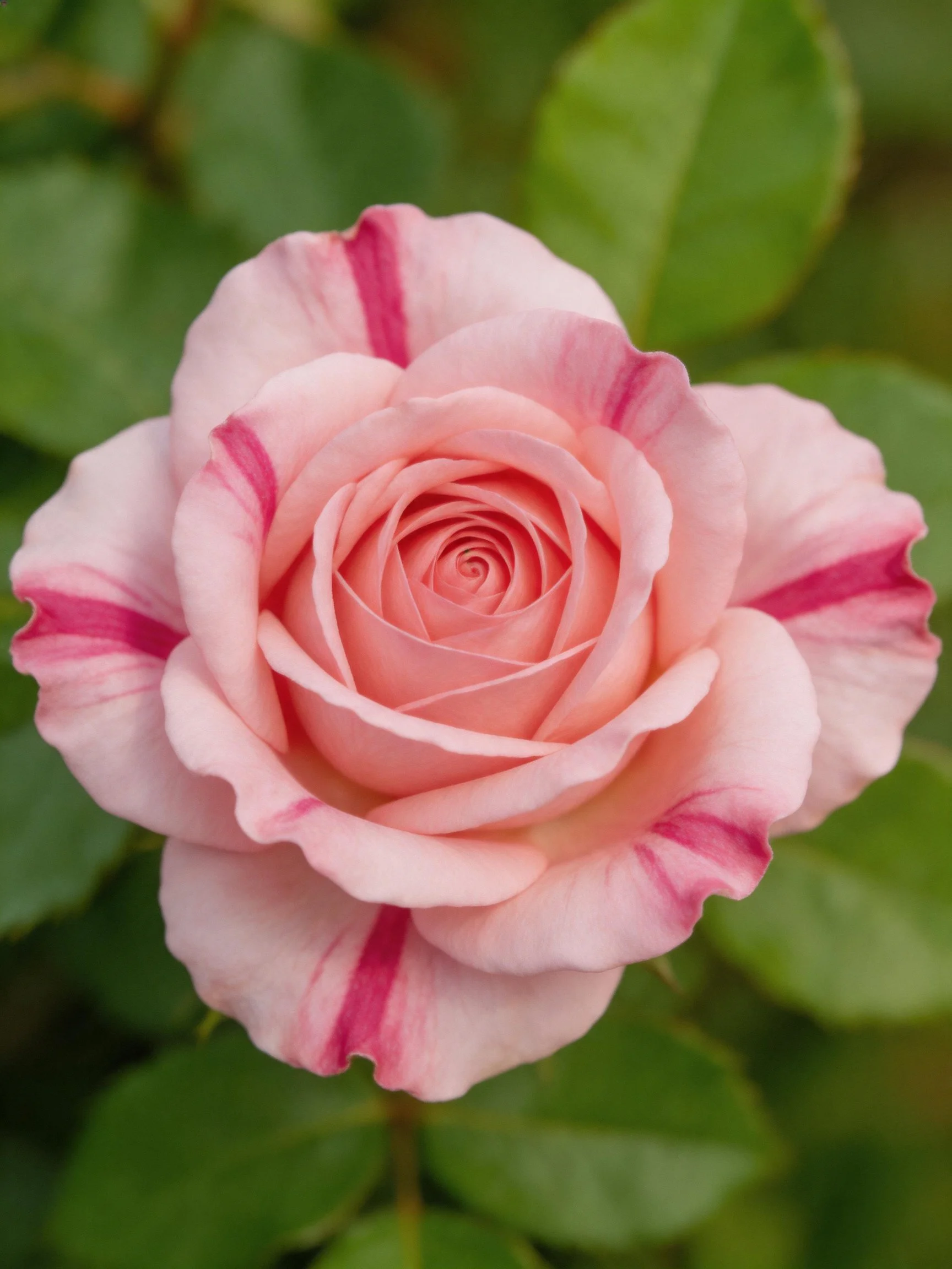 Pink rose with magenta striped petals