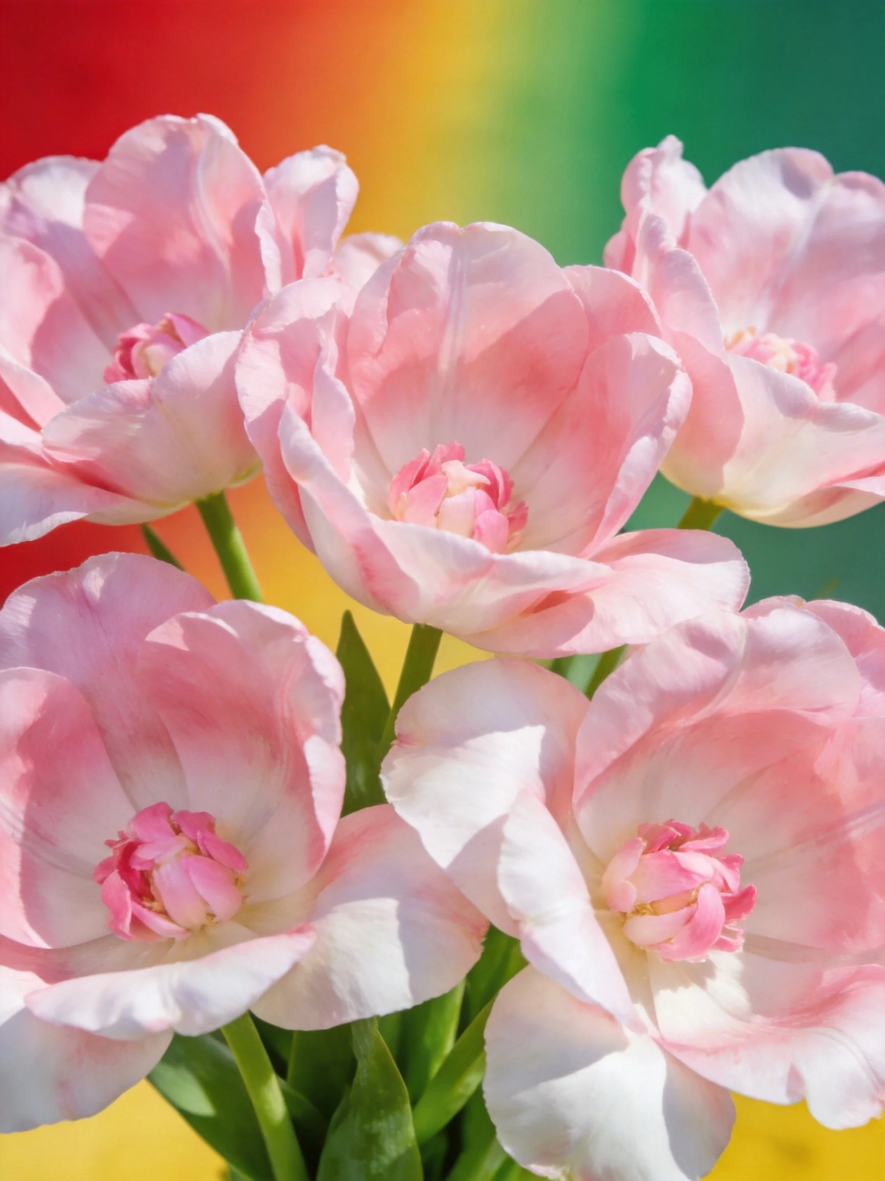 Pink tulip bouquet with vibrant backdrop