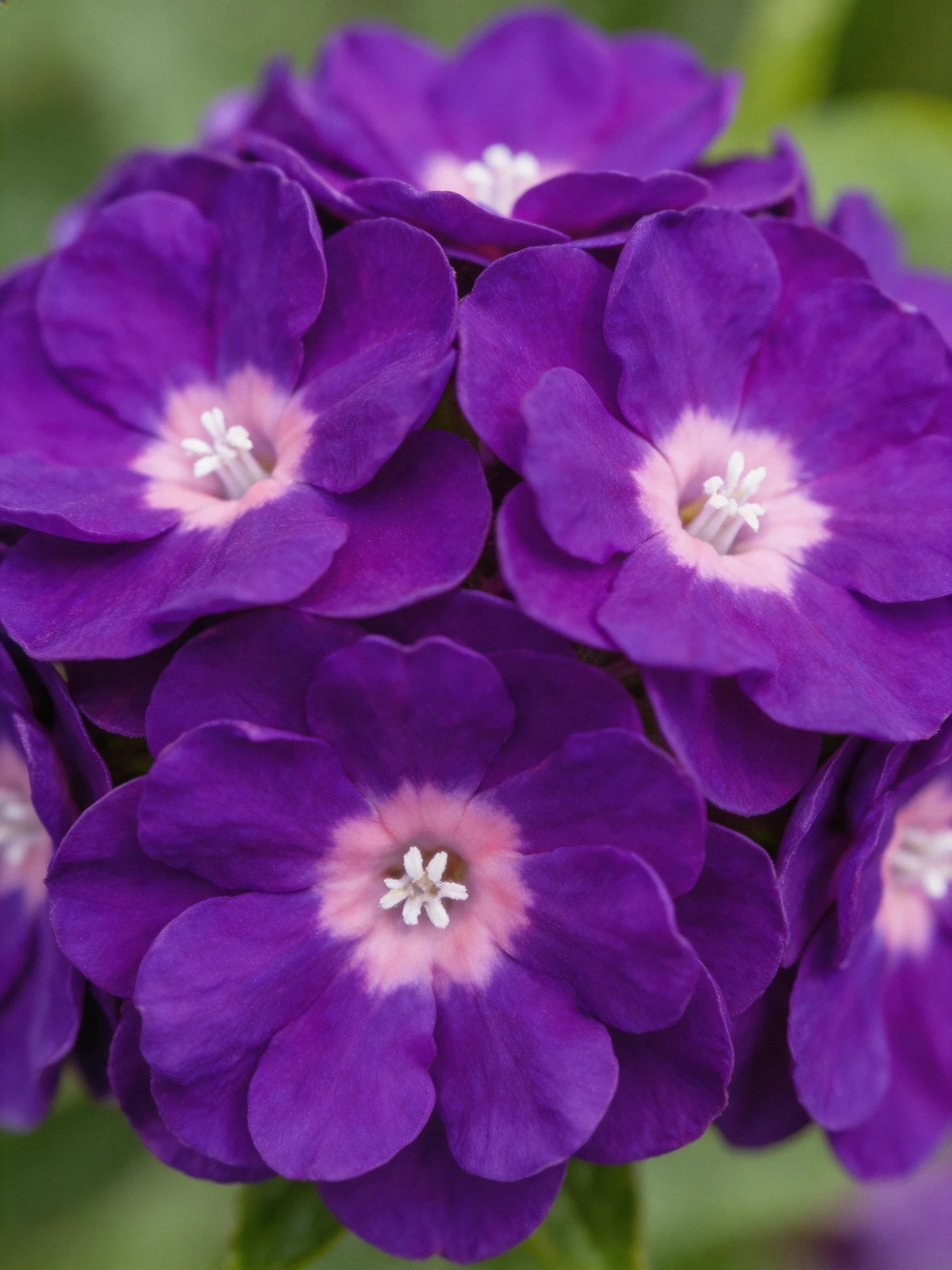 Rich Purple Flowers with Pink-Centers Clustered