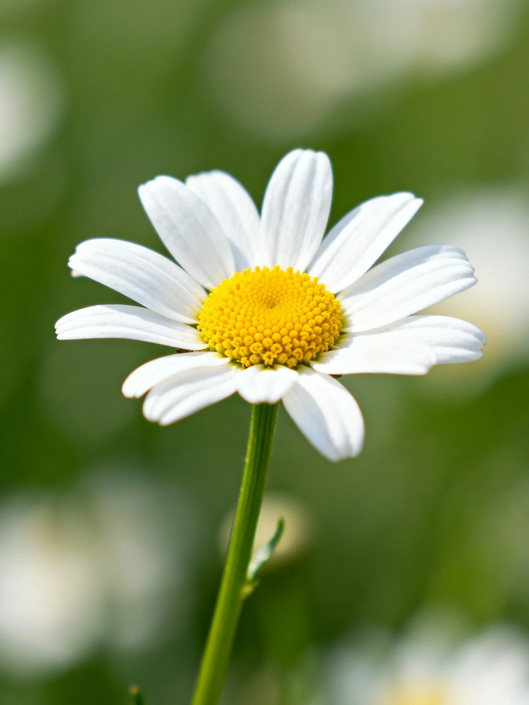 Single daisy with white petals and yellow center