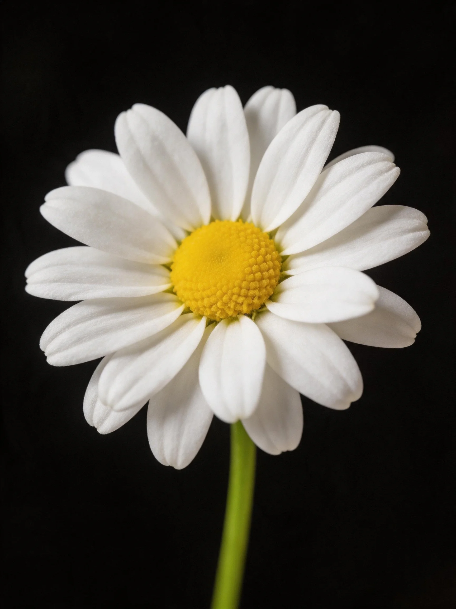 Single daisy with white petals and yellow center