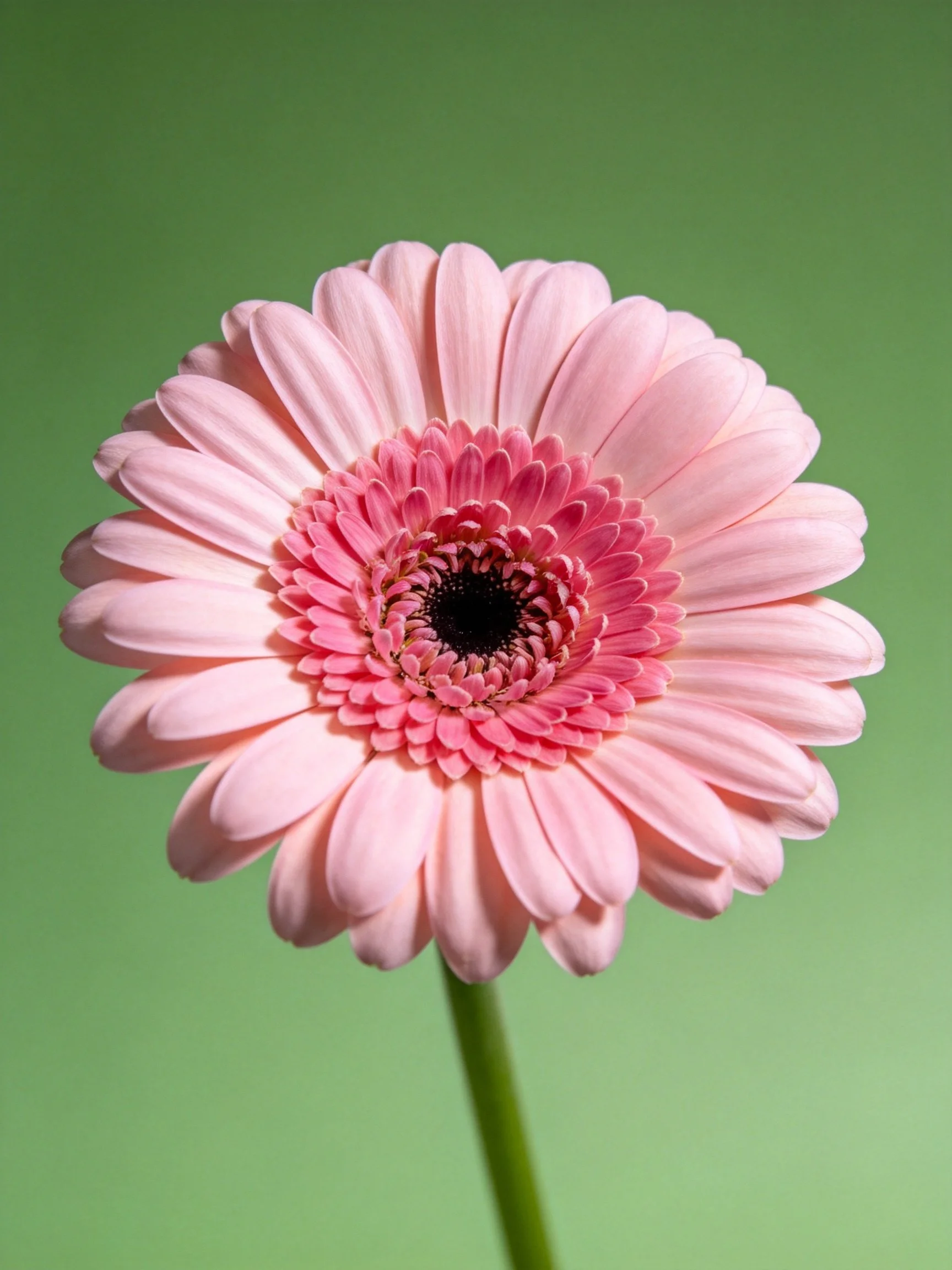 Single pink gerbera daisy with layered petals