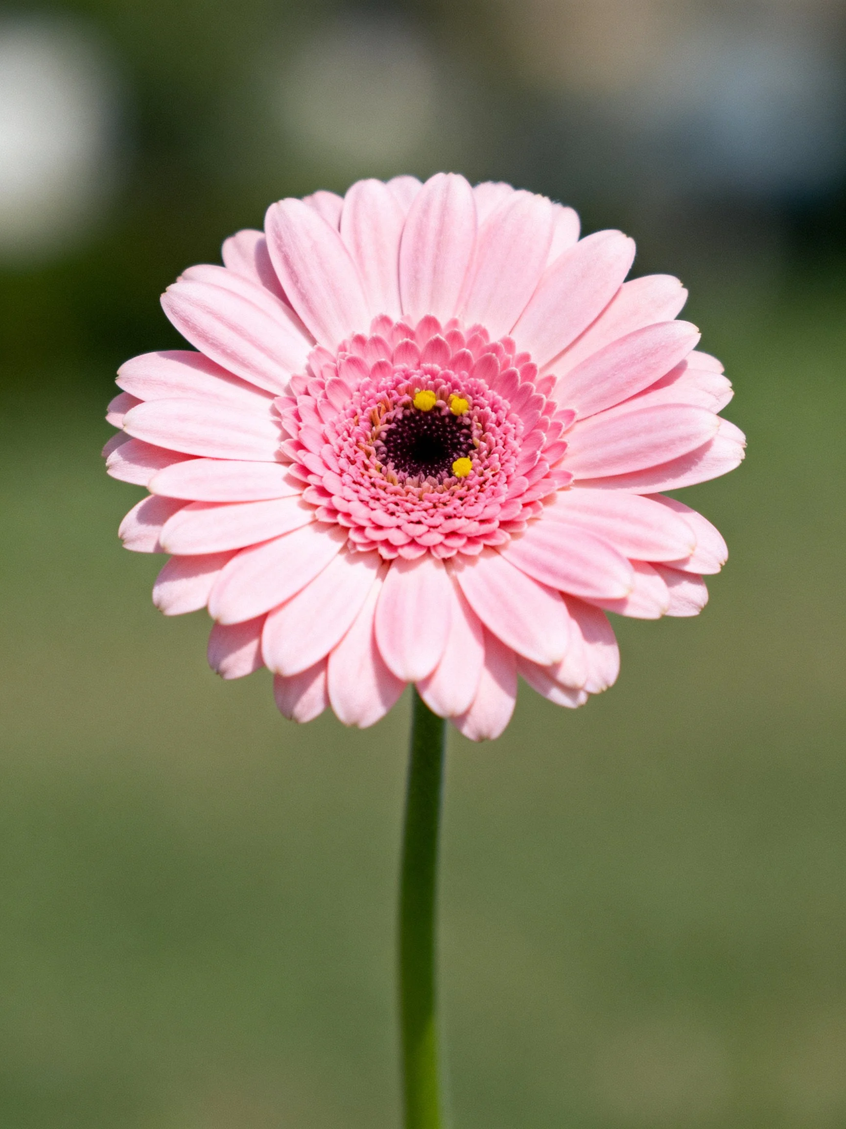 Single pink gerbera daisy with layered petals