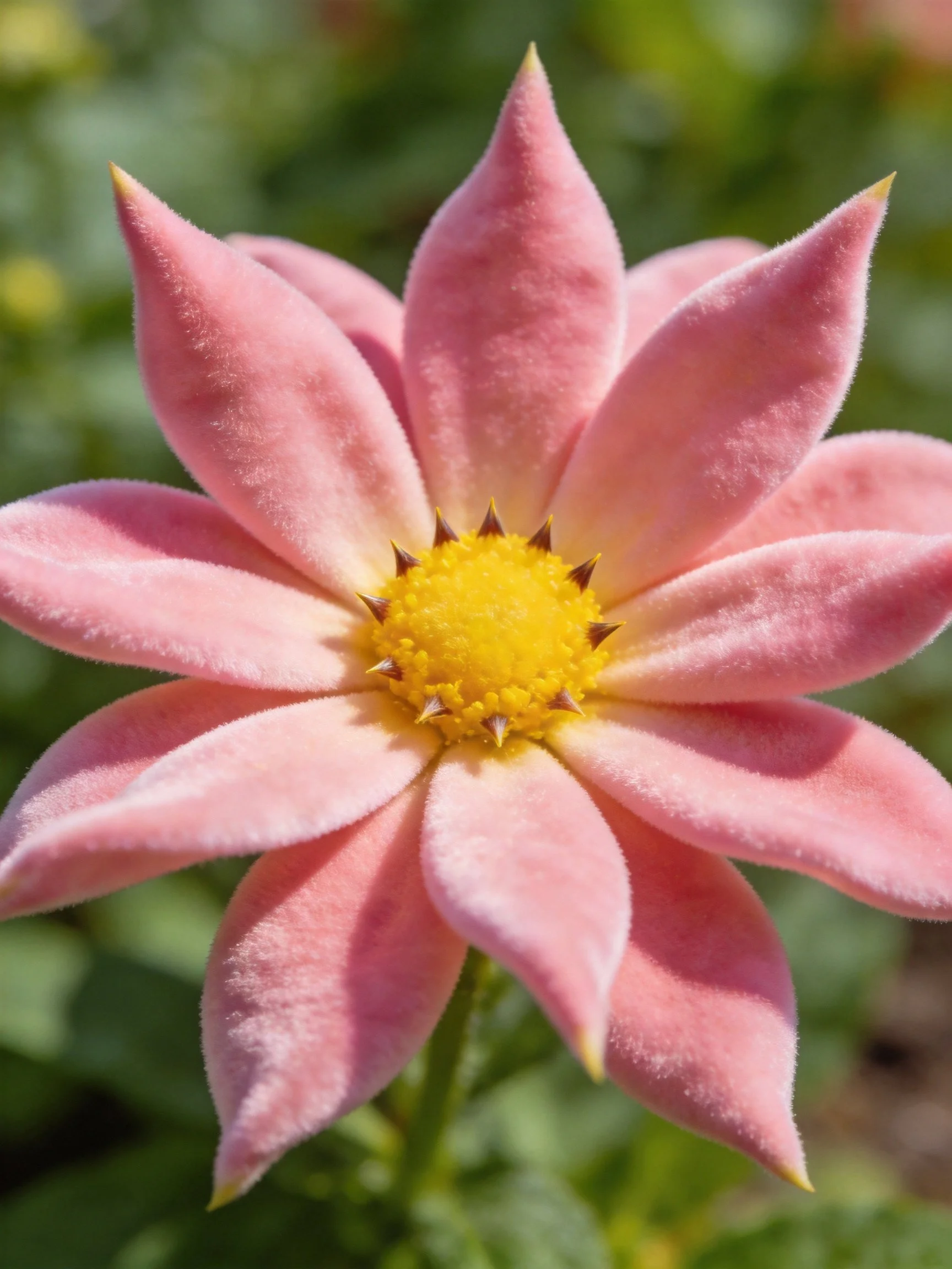 Soft Pink Star-Shaped Petals Surrounding Bright Yellow Center