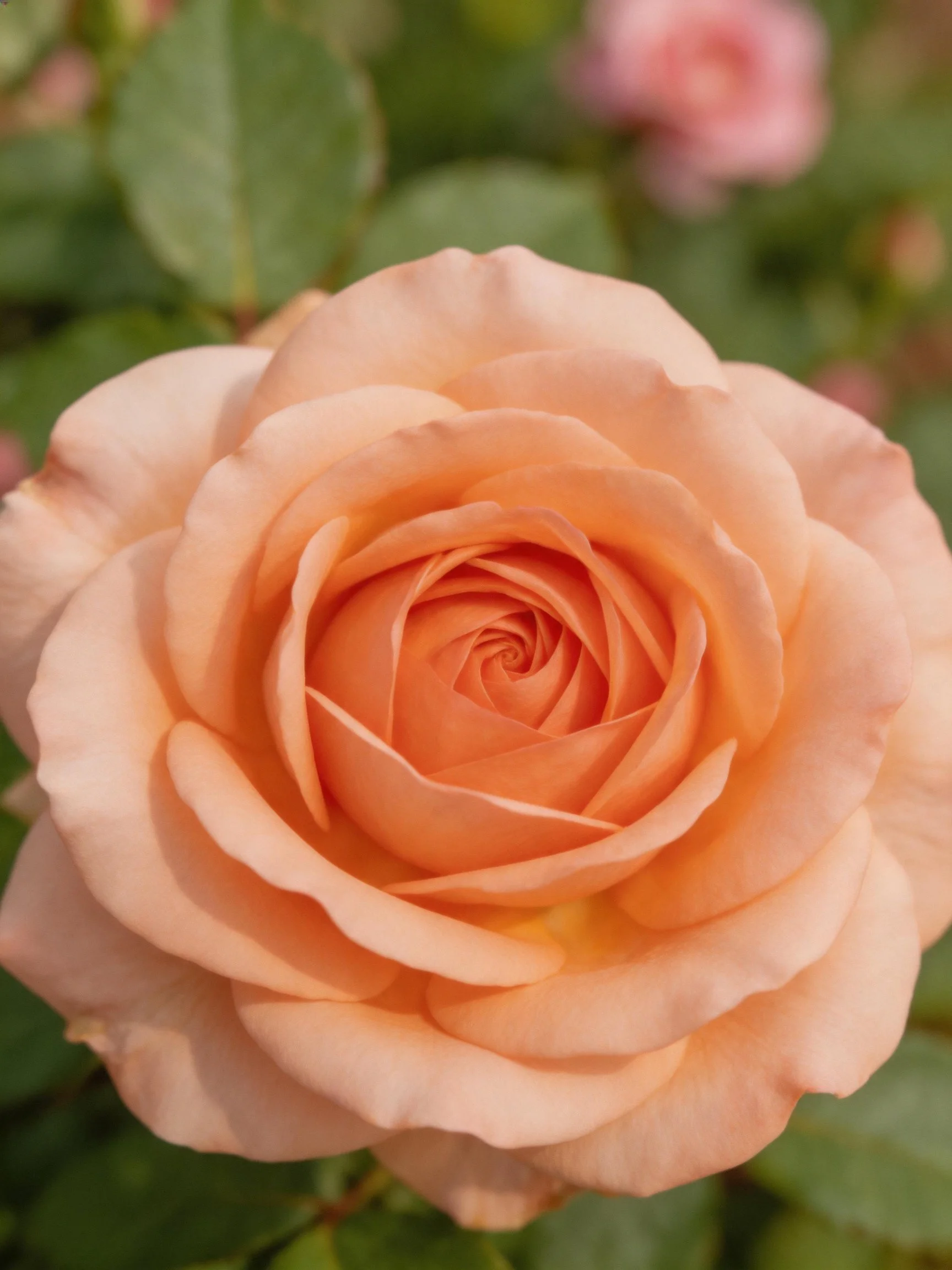 Soft peach rose in full bloom with layered petals