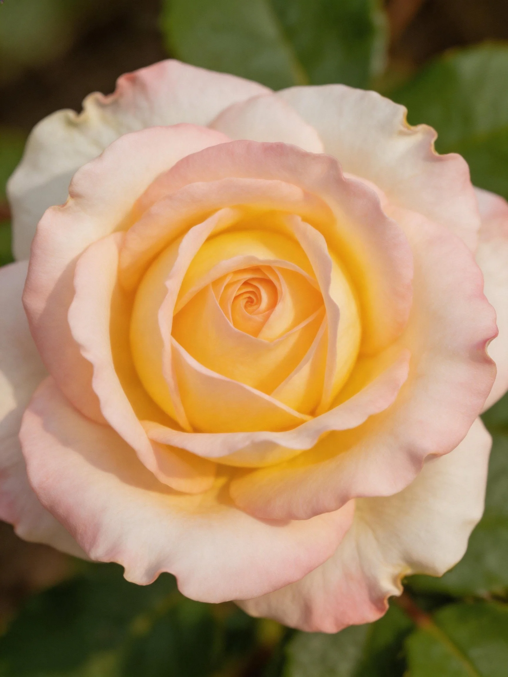 Soft pink and golden rose with layered petals