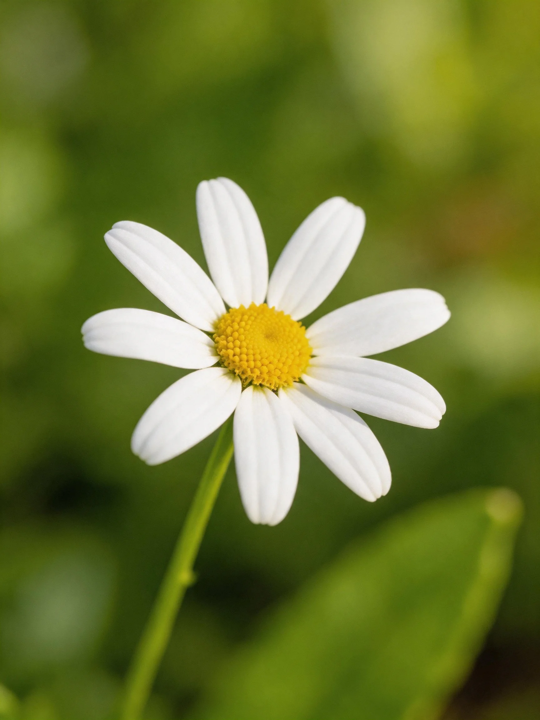 Solitary White Daisy with Yellow Center
