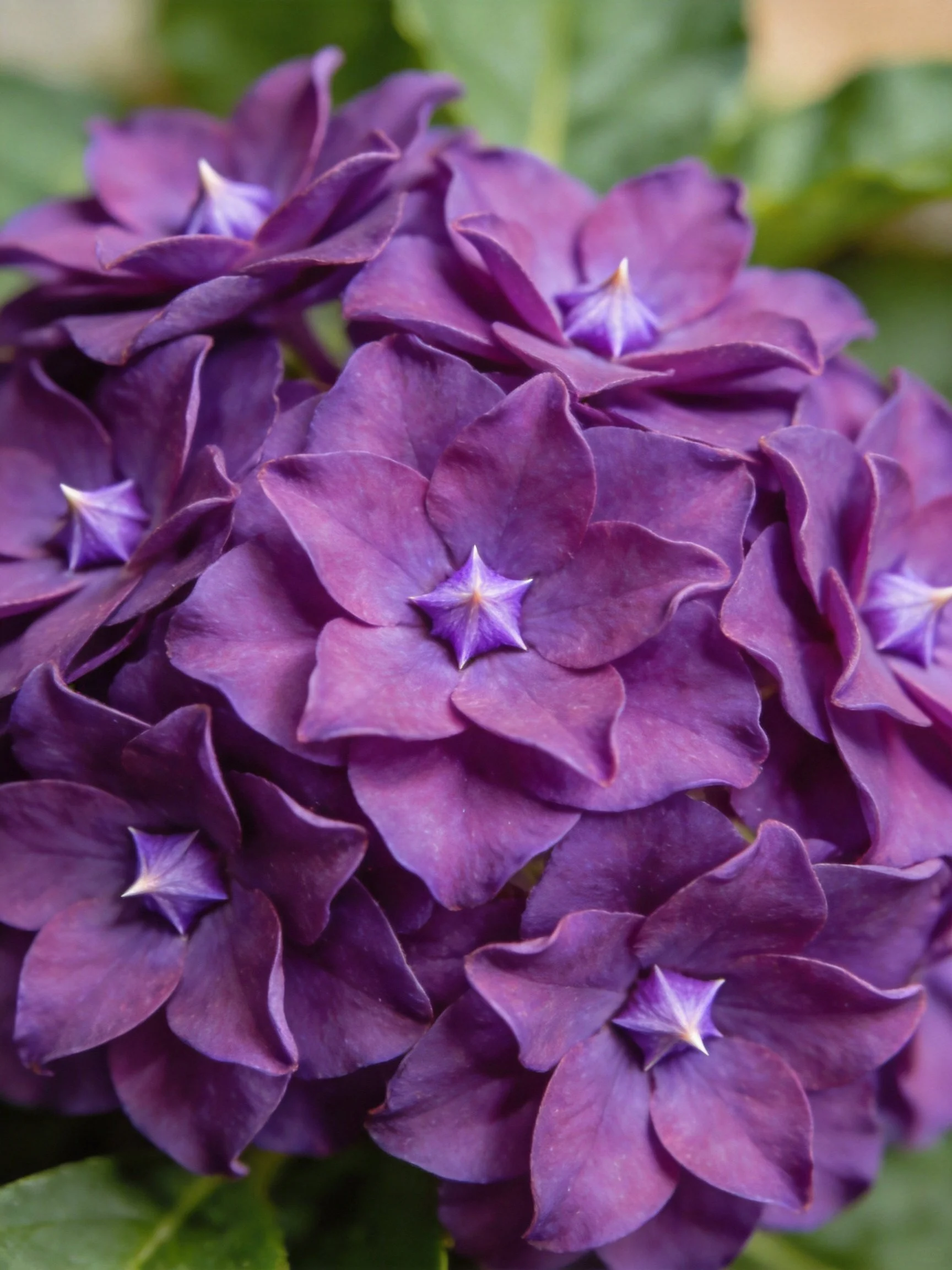 Vibrant Deep Purple Hydrangea Cluster with Layered Petals