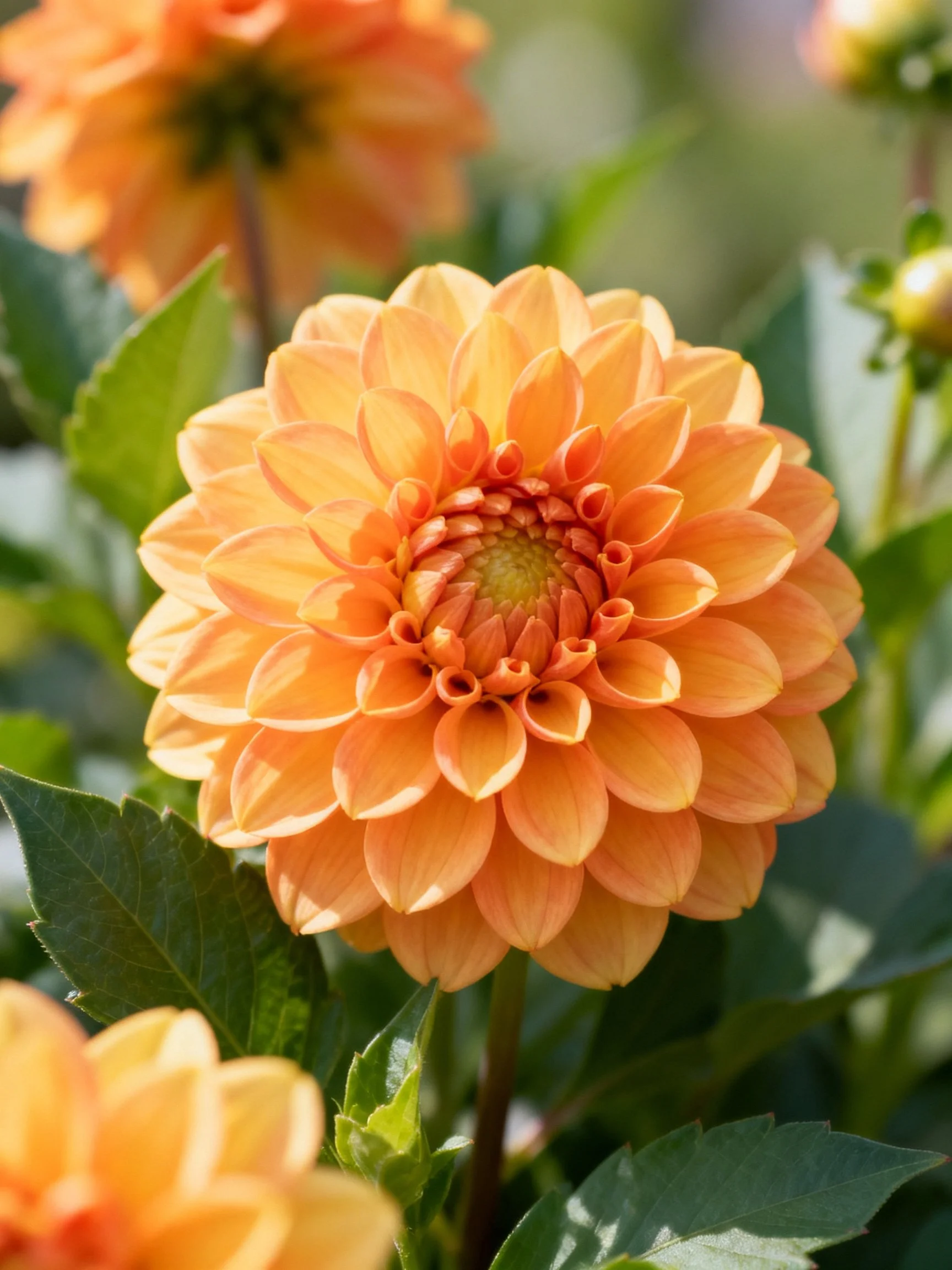 Vibrant Orange Dahlias with Green Foliage