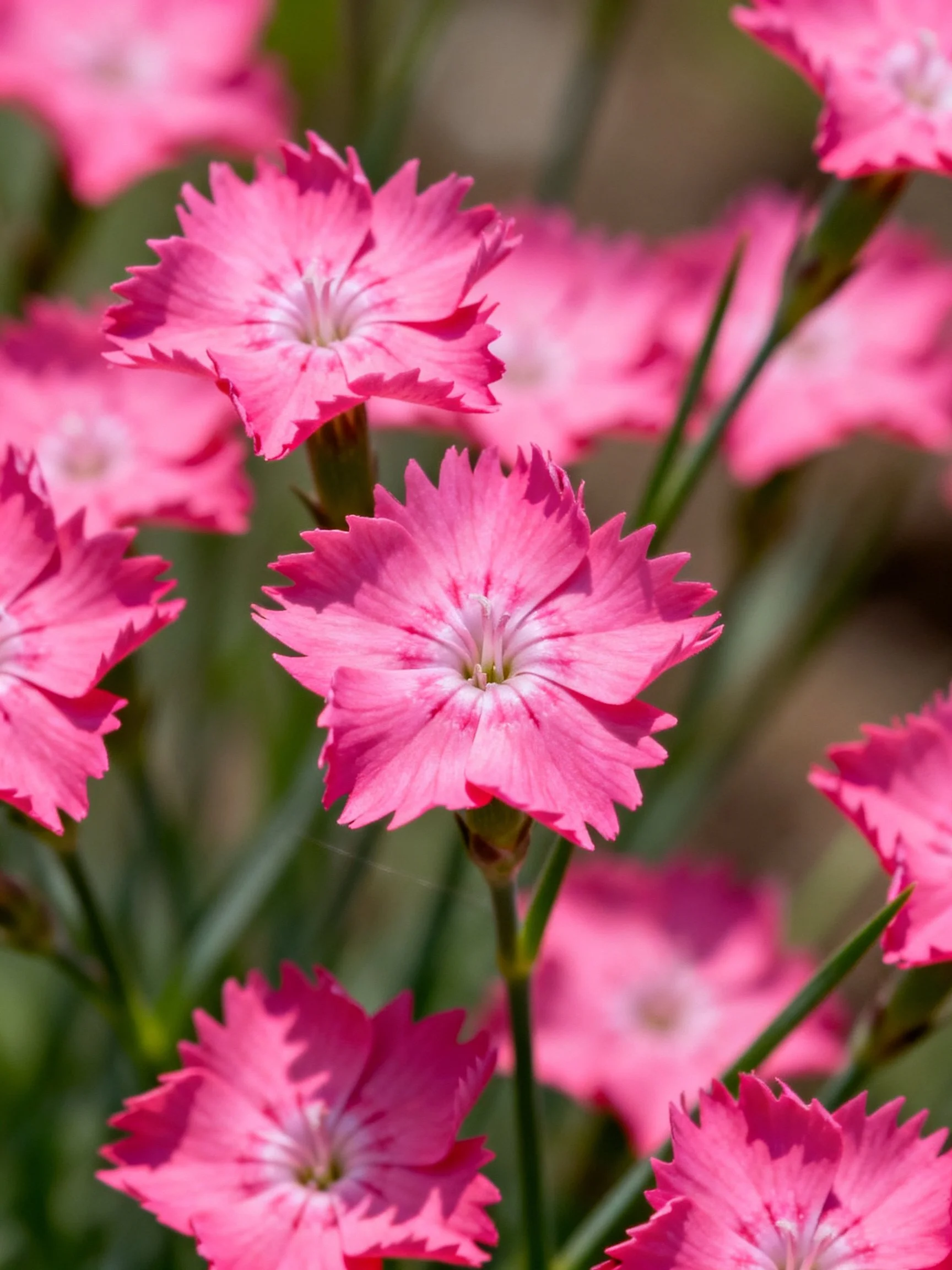 Vibrant Pink Dianthus Flowers in Close-Up