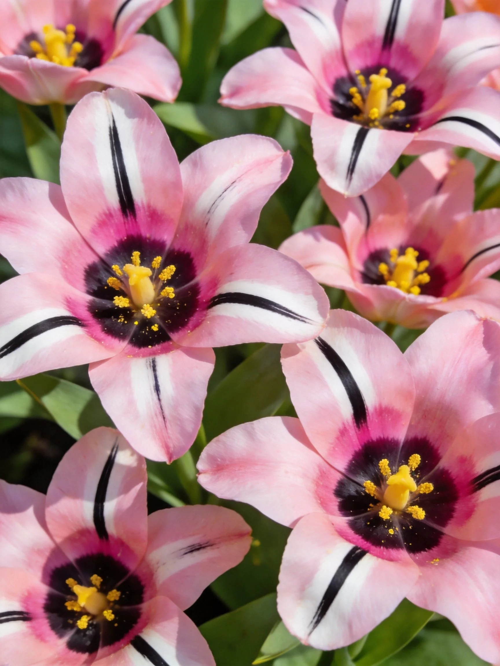 Vibrant Pink Tulips with Black Petal Stripes
