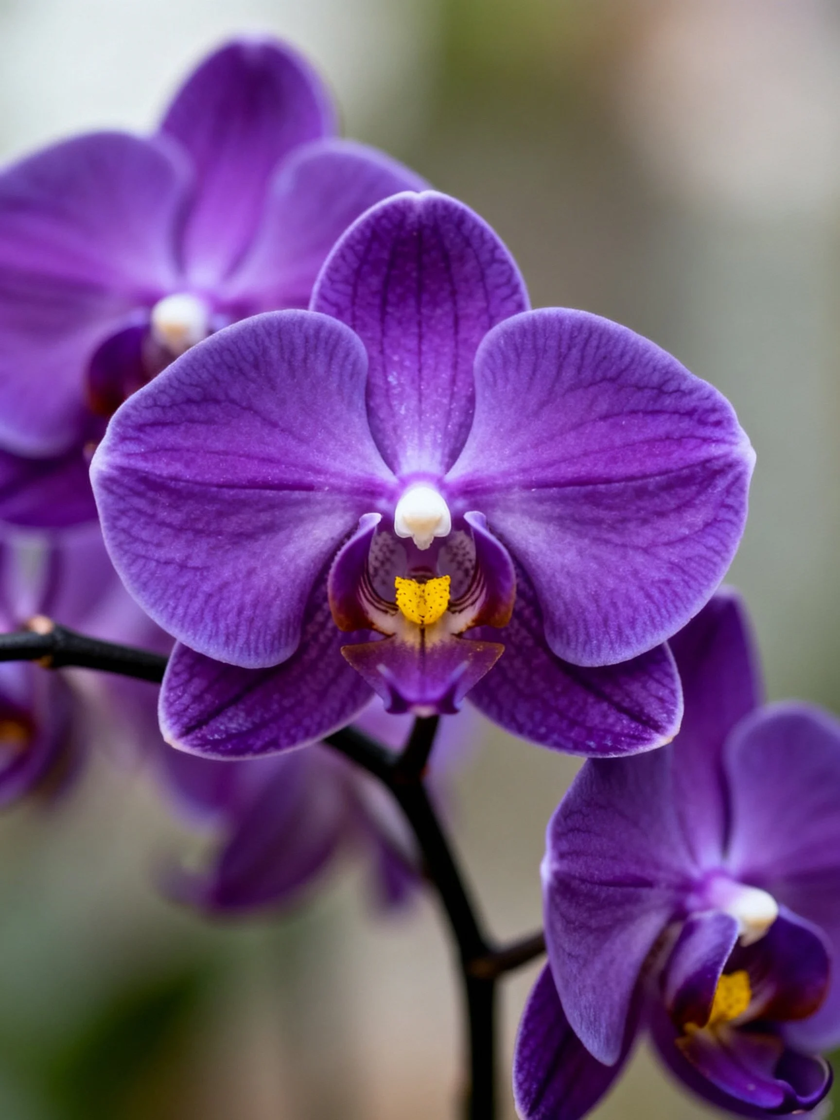 Vibrant Purple Orchid Blooms with Yellow Centers