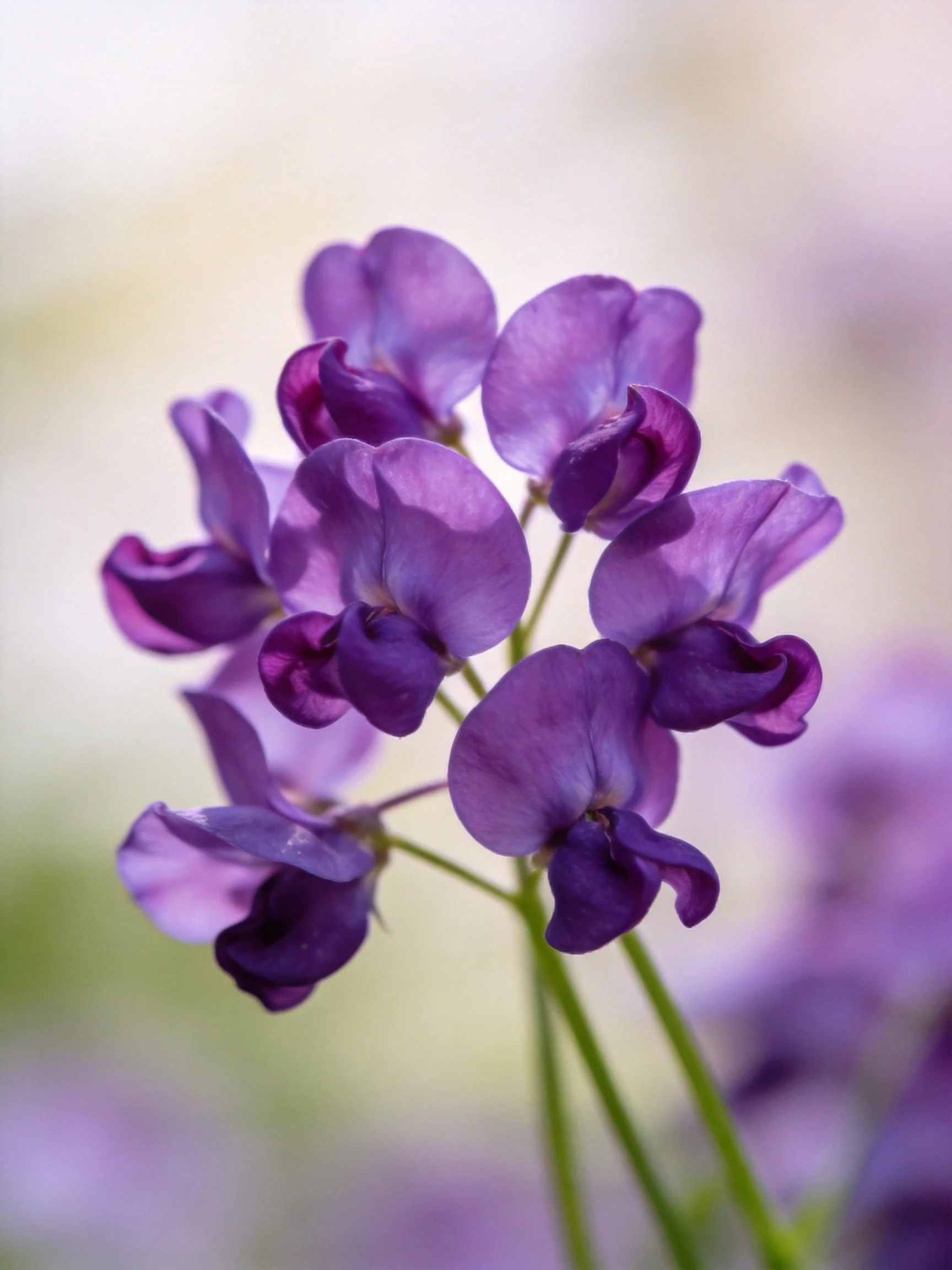 Vibrant Purple Pea Flowers with Delicate Petals