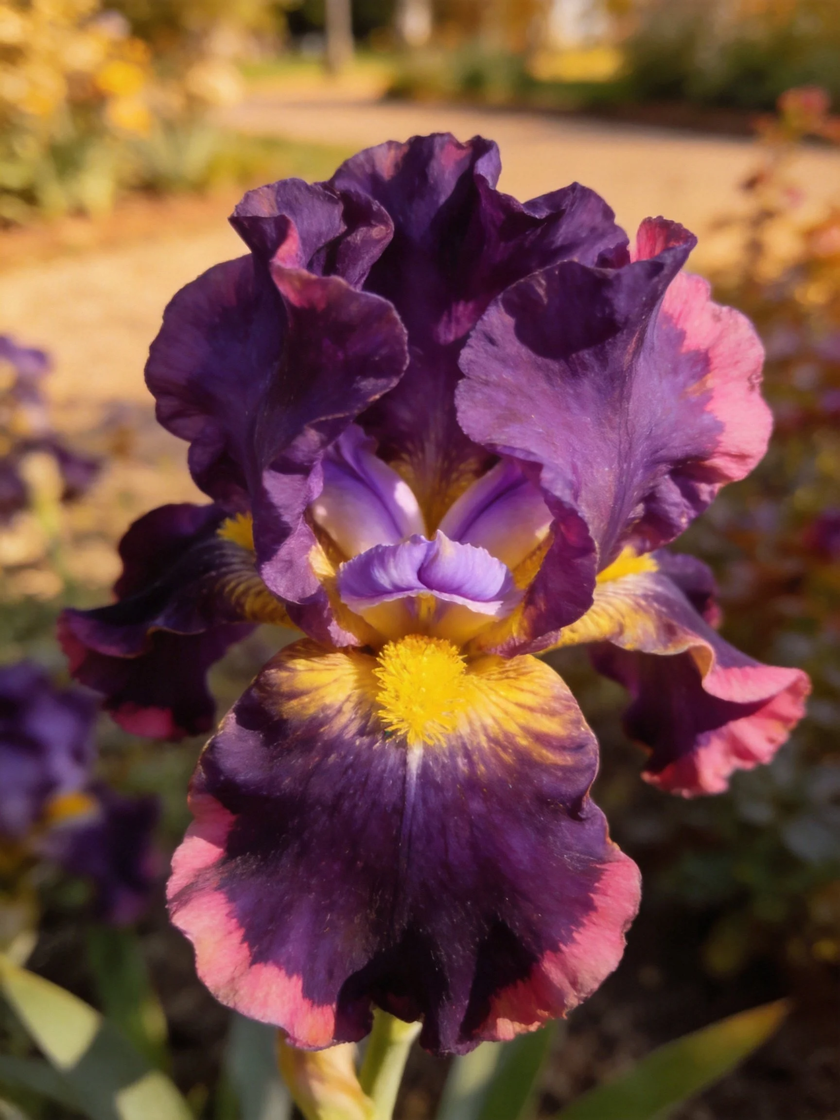 Vibrant Purple and Pink Iris with Yellow Center