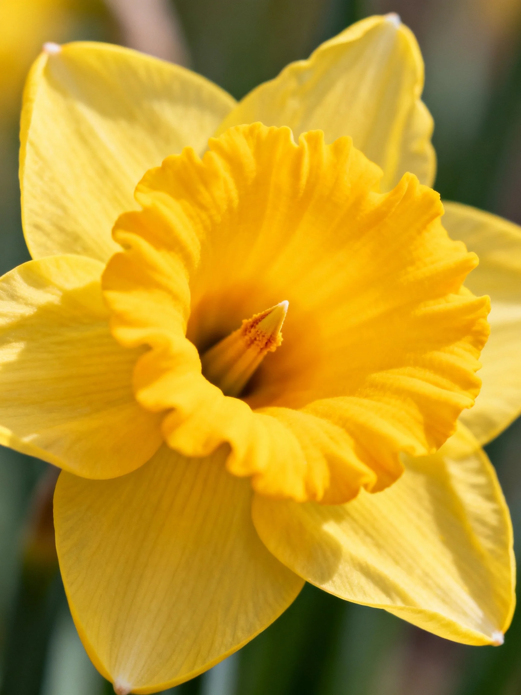 Vibrant Yellow Daffodil with Ruffled Center