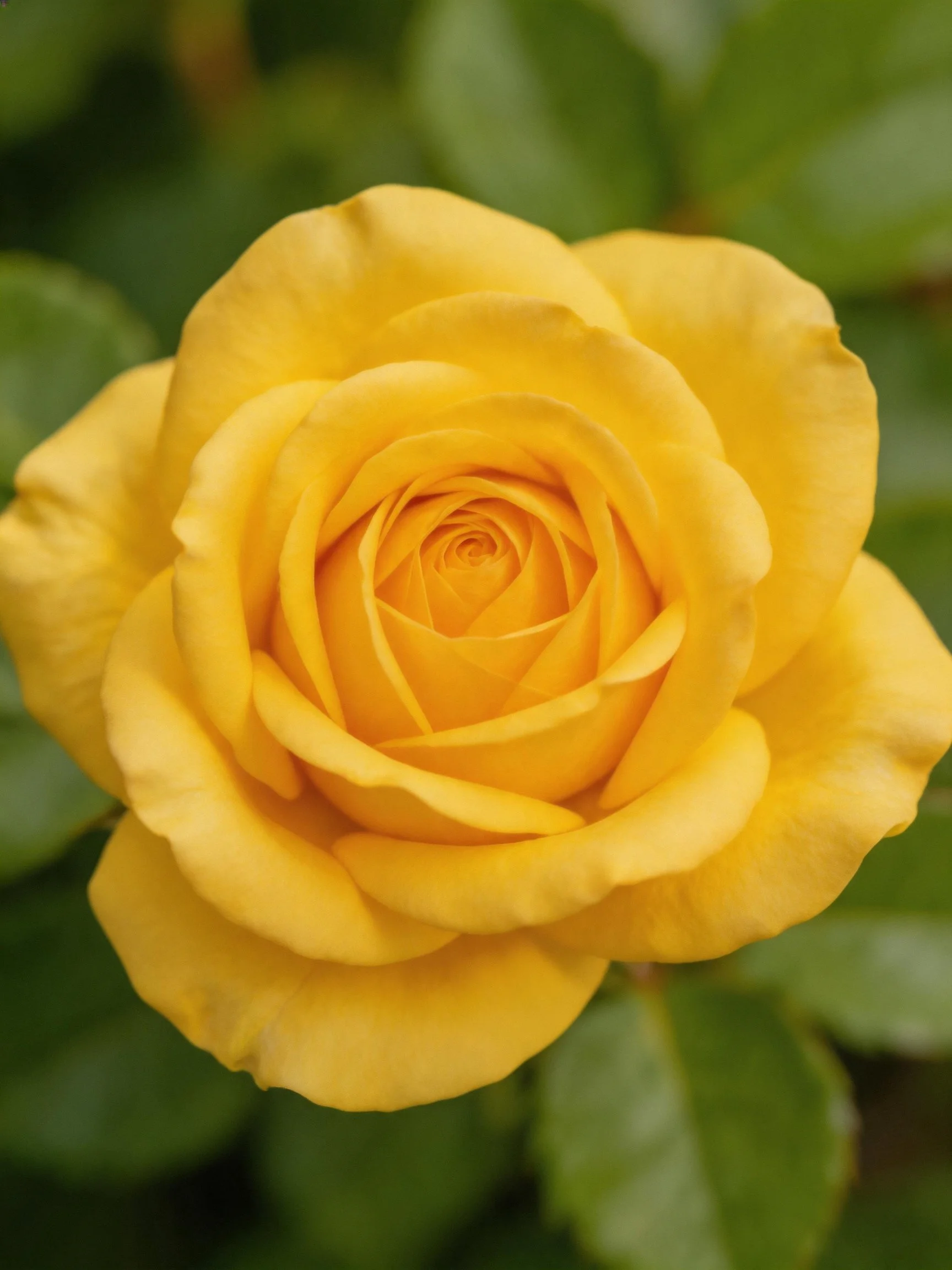 Vibrant Yellow Rosein Full Bloom with Lush Green Foliage