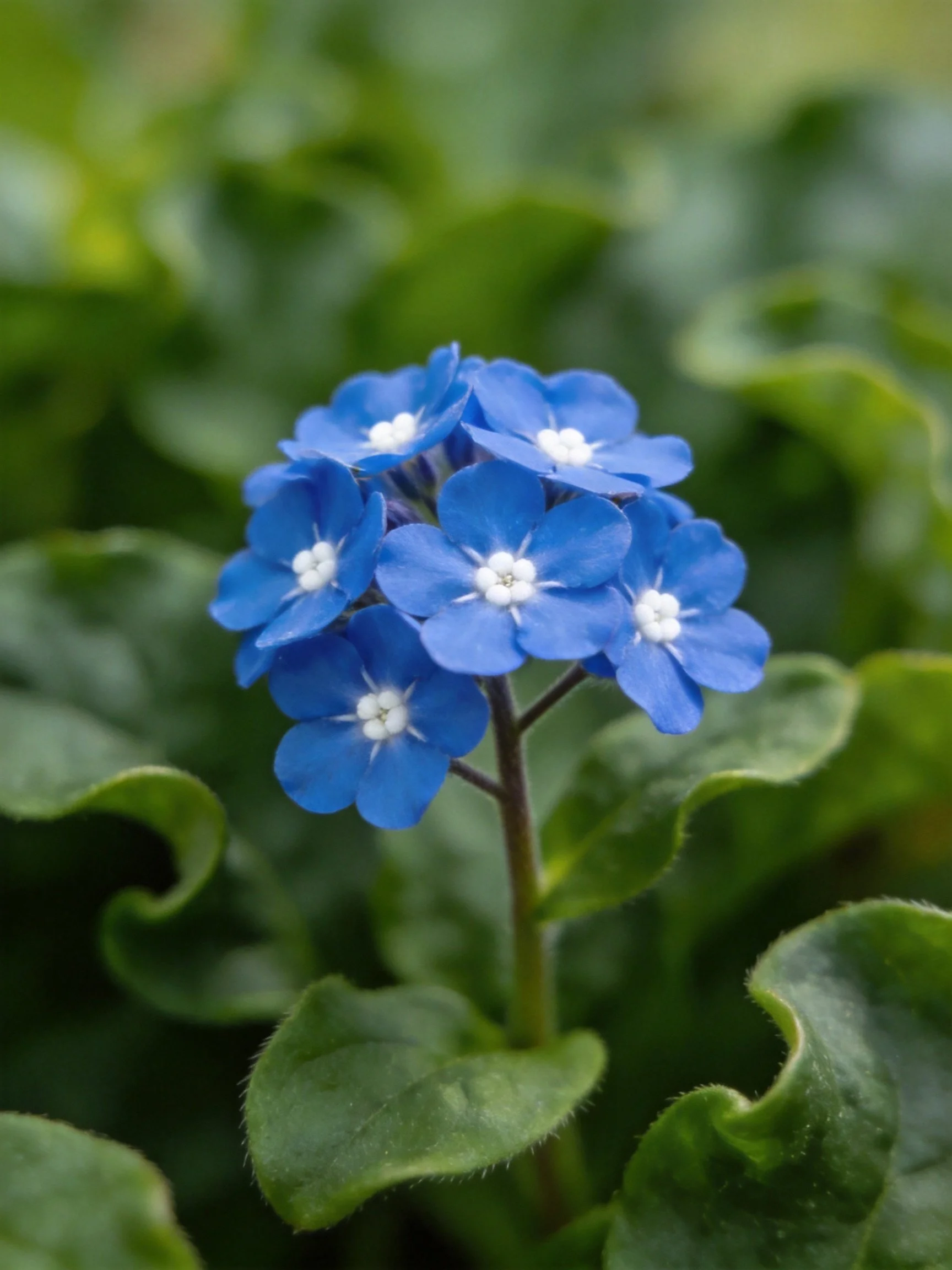 Vibrant blue flowers clustered amid lush green foliage