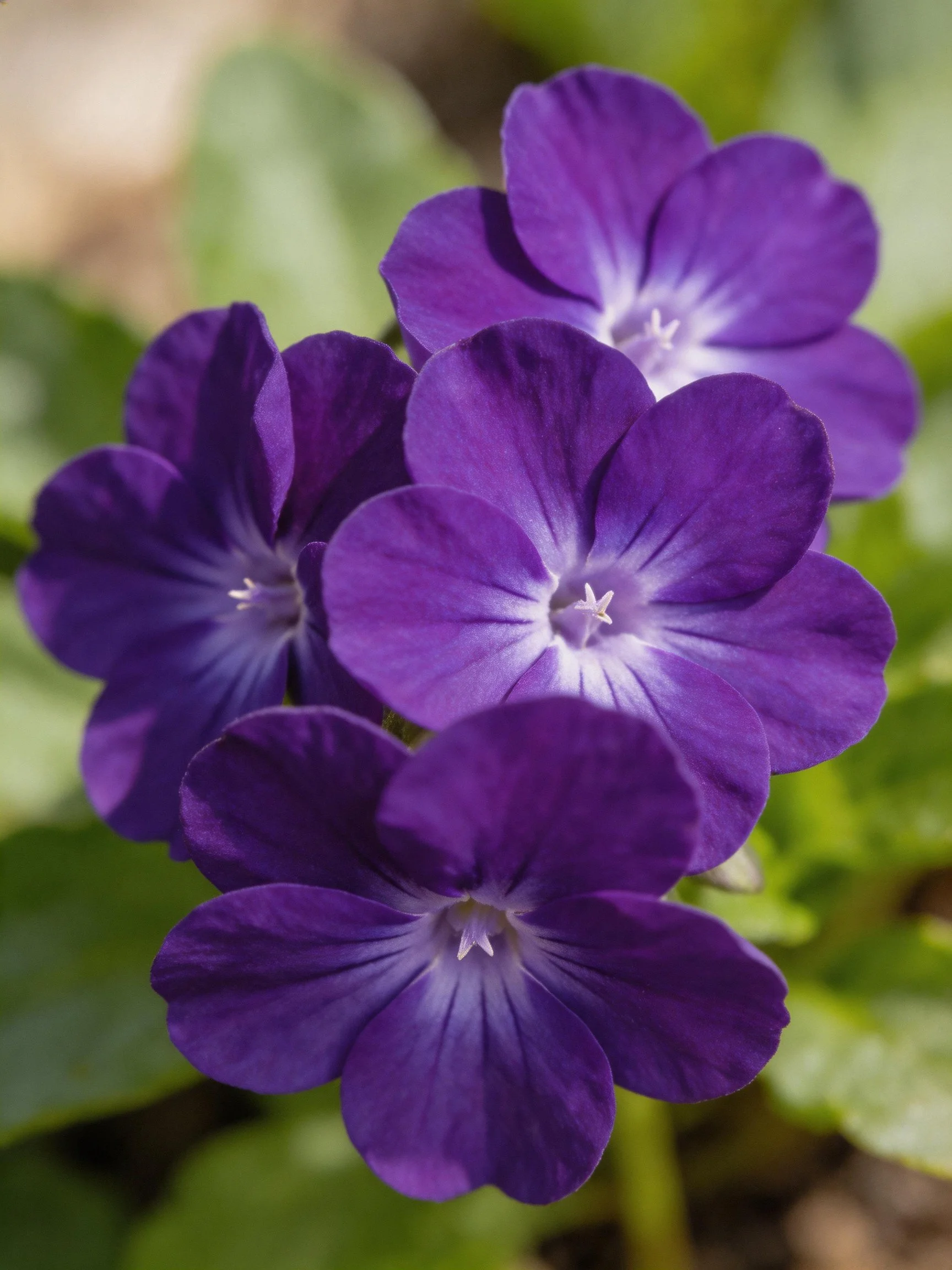 Vibrant deep purple flowers clustered among green foliage