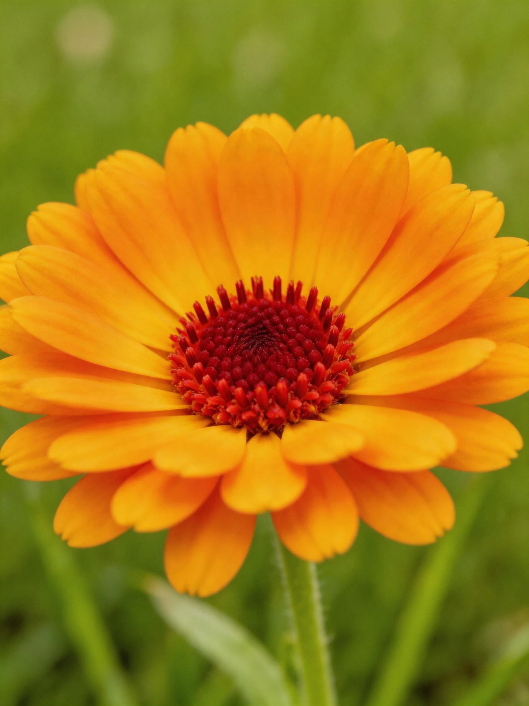 Vibrant orange marigold with deep red central disk