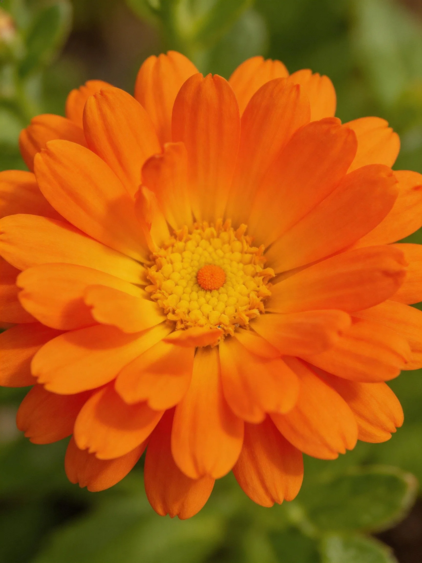 Vibrant orange marigold with layered petals and yellow center