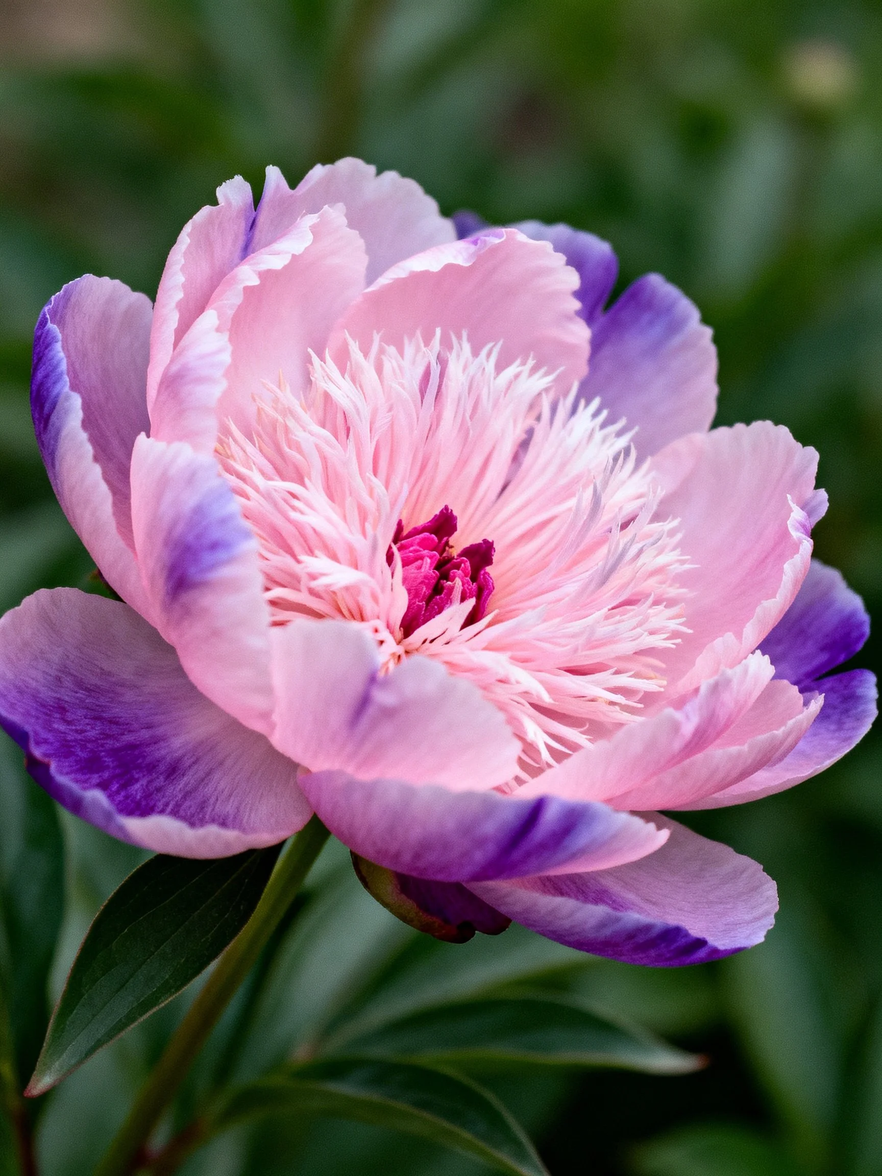 Vibrant pink and purple peony bloom
