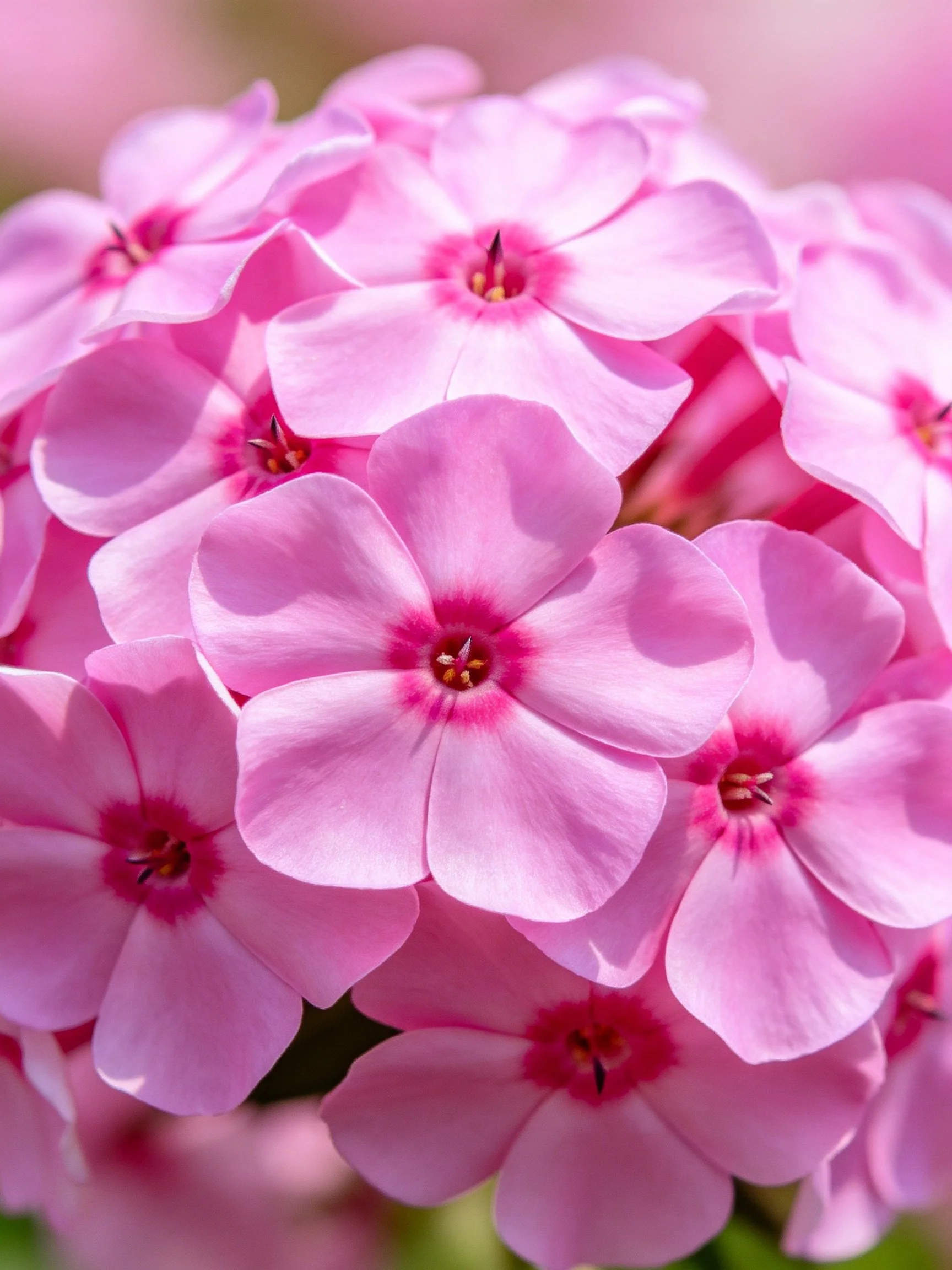 Vibrant pink flower cluster with magenta centers