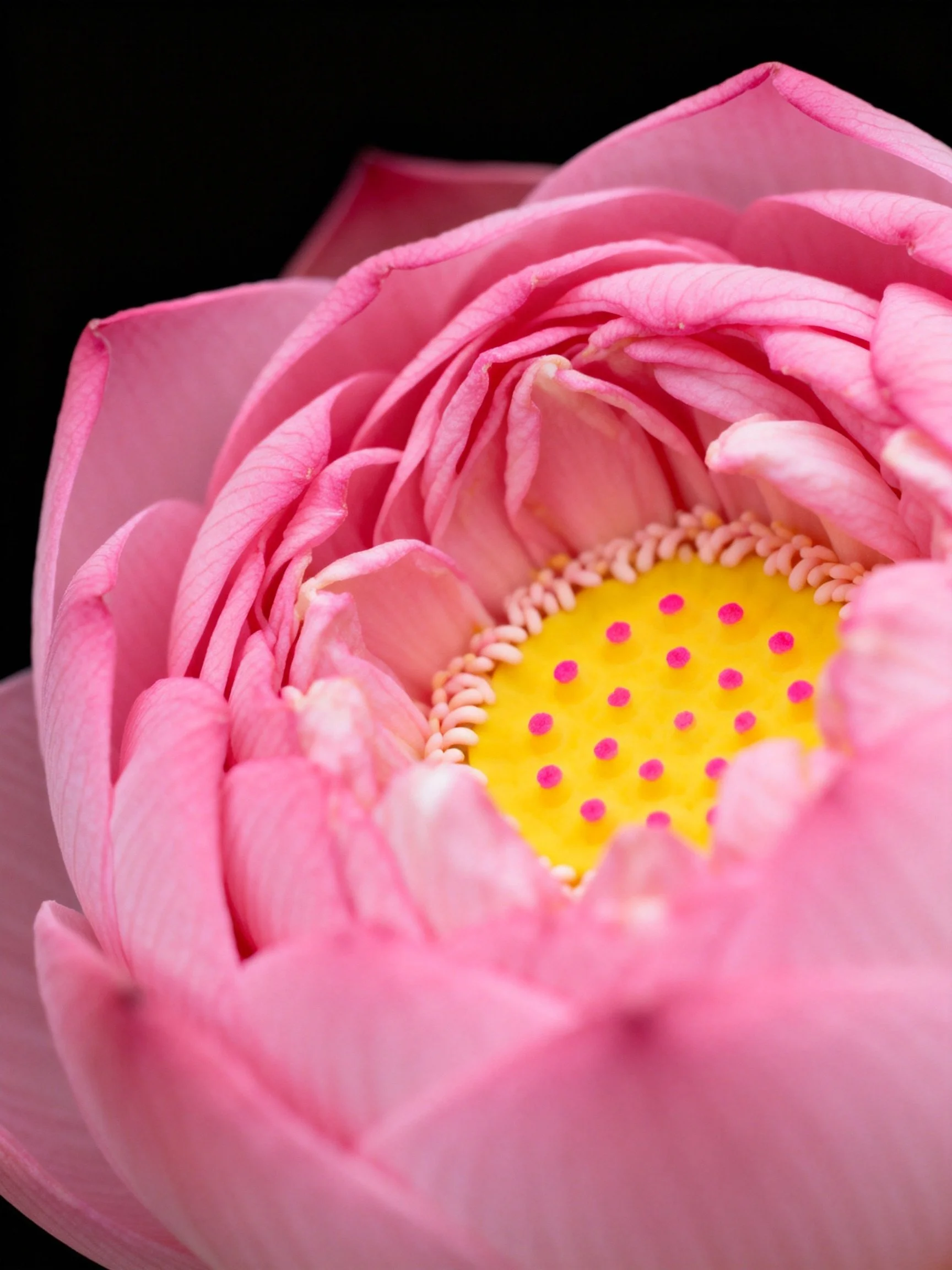 Vibrant pink flower with a bright yellow central disk