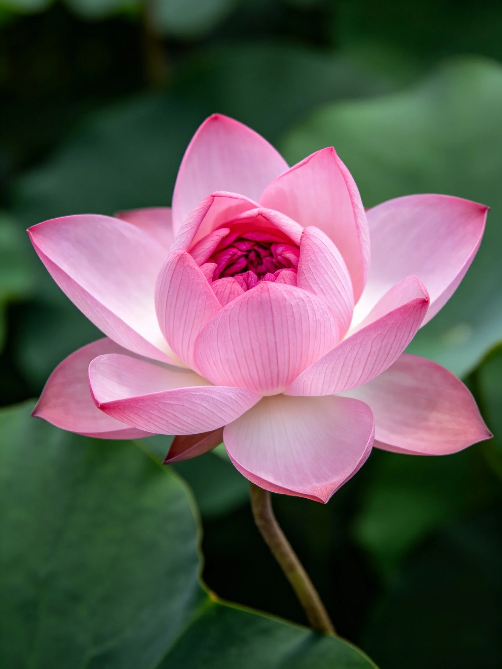 Vibrant pink lotus flower with layered petals